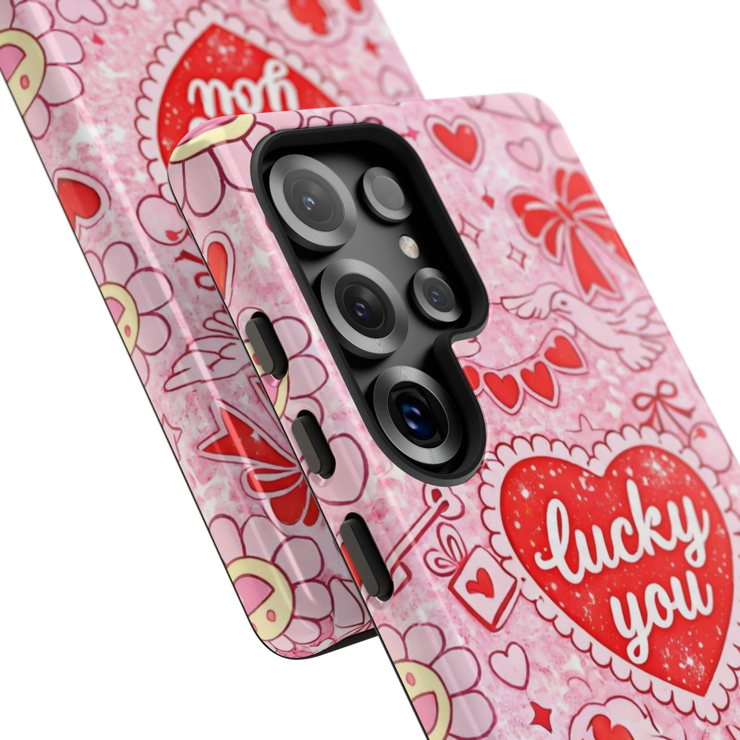 Pink Kawaii 'Lucky You' Floral Phone Case — Cute Valentine’s Protective Cover