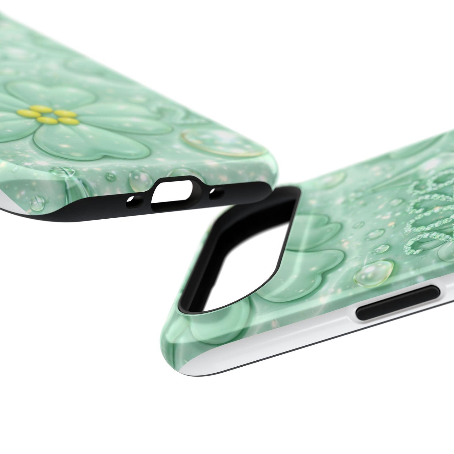 Impact-Resistant Phone Case — Mint 2026 Floral Clover Design