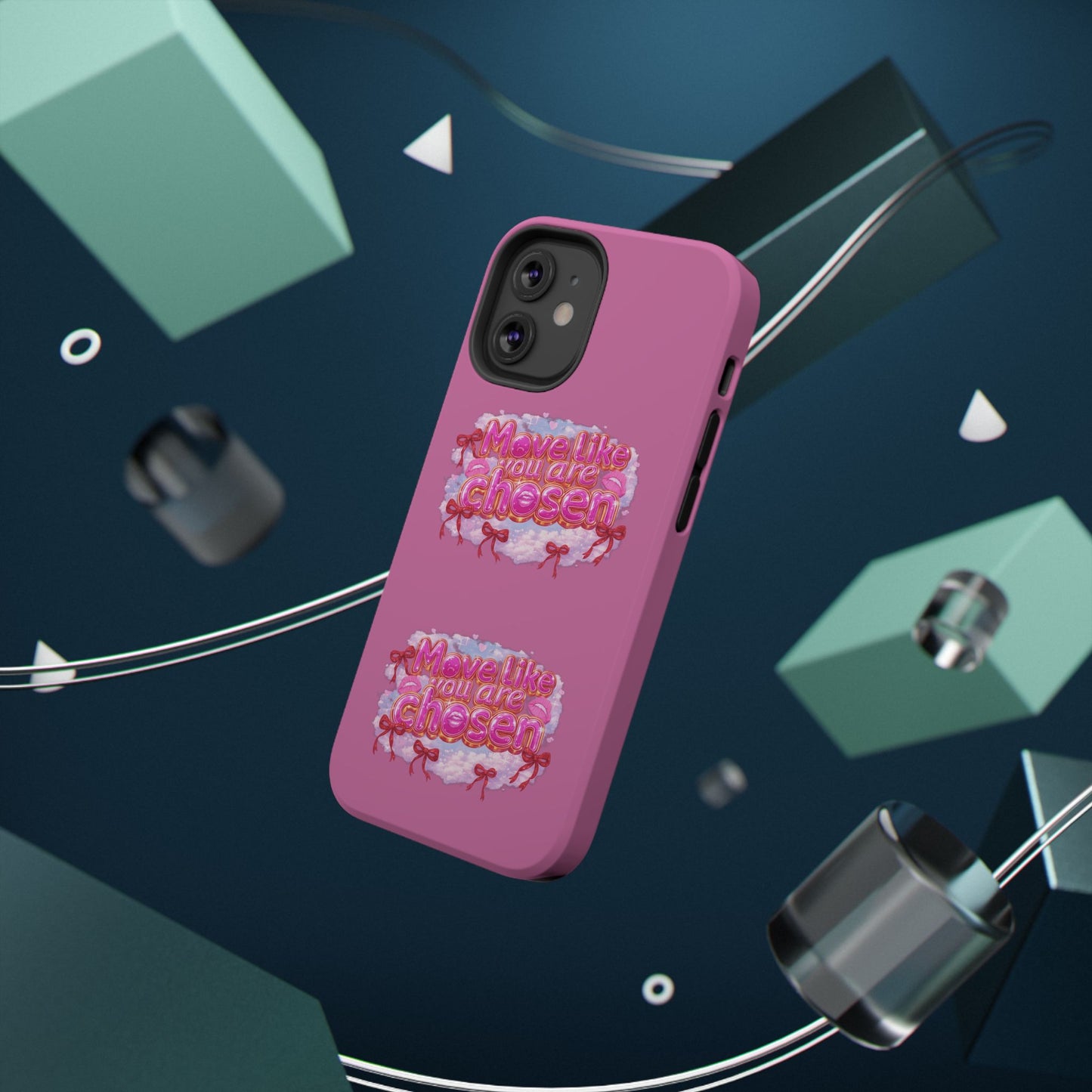 Impact-Resistant Phone Case — “Move Like You Are Chosen” Pink Floral Design
