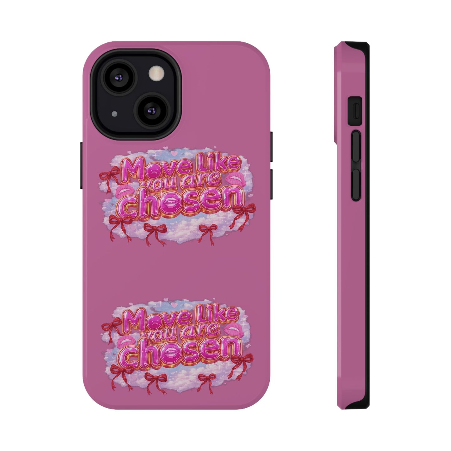 Impact-Resistant Phone Case — “Move Like You Are Chosen” Pink Floral Design