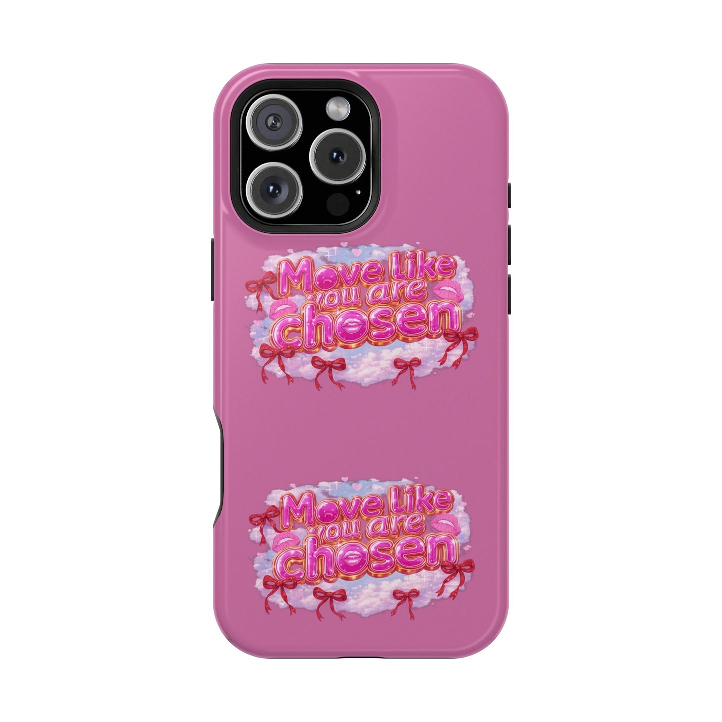 Impact-Resistant Phone Case — “Move Like You Are Chosen” Pink Floral Design