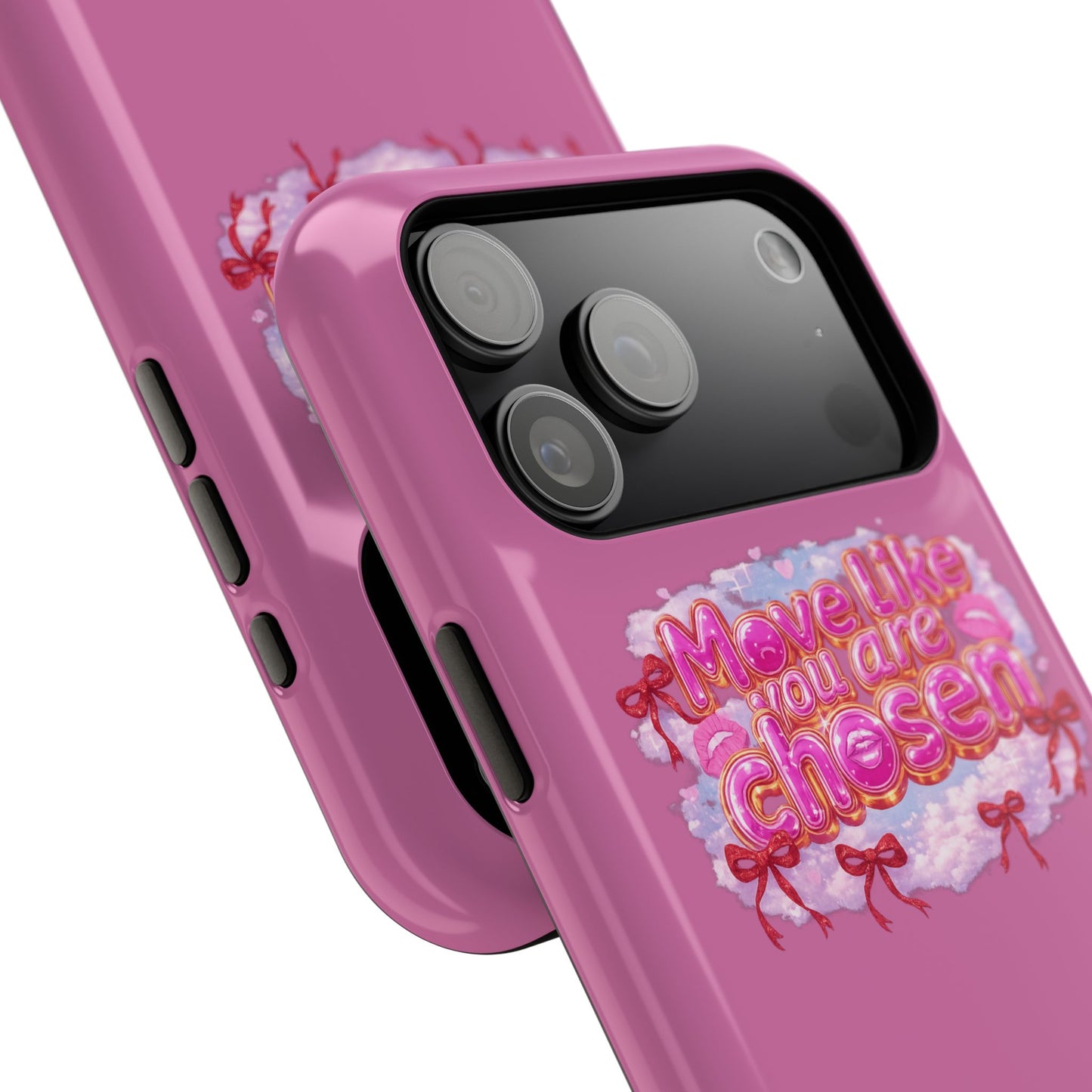 Impact-Resistant Phone Case — “Move Like You Are Chosen” Pink Floral Design