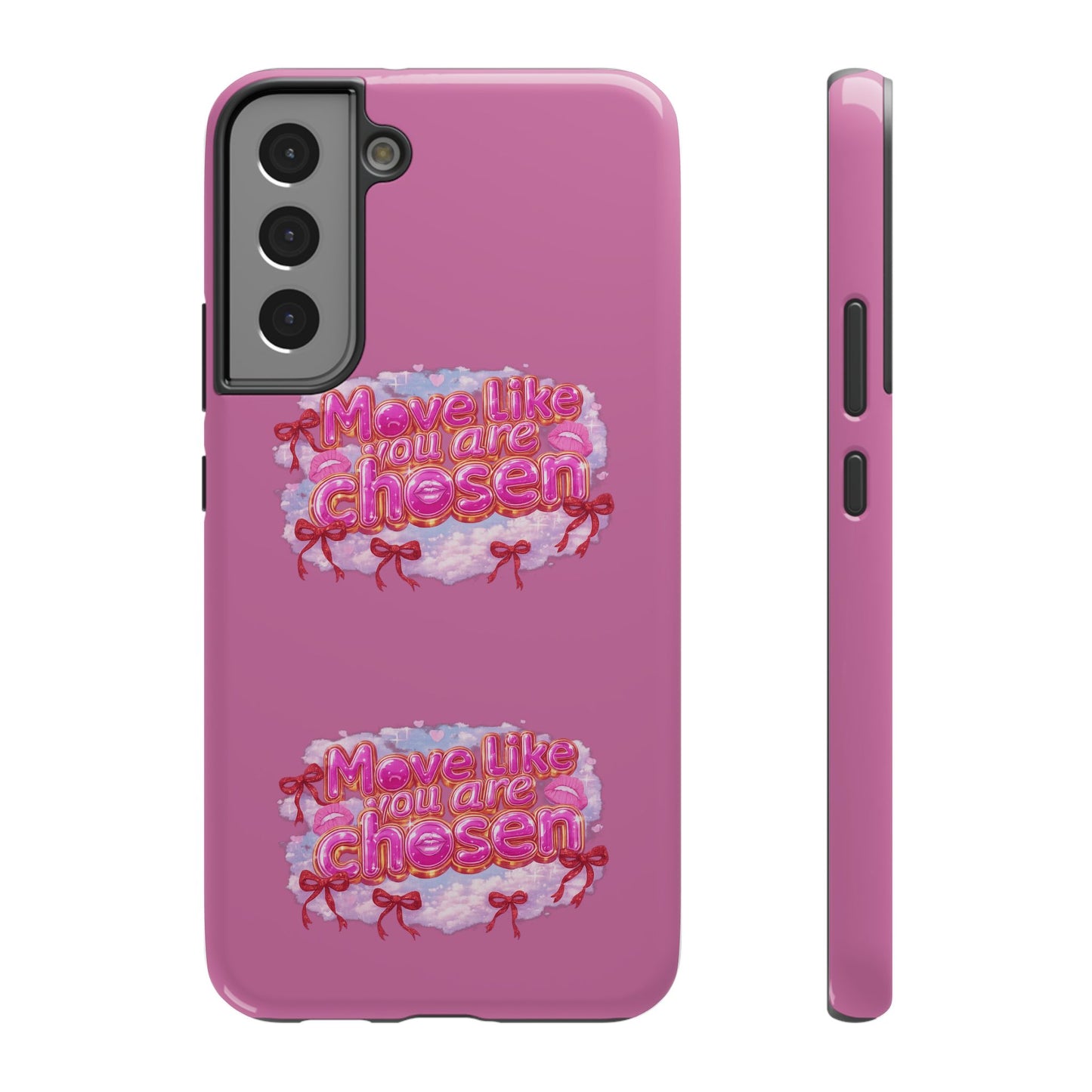 Impact-Resistant Phone Case — “Move Like You Are Chosen” Pink Floral Design