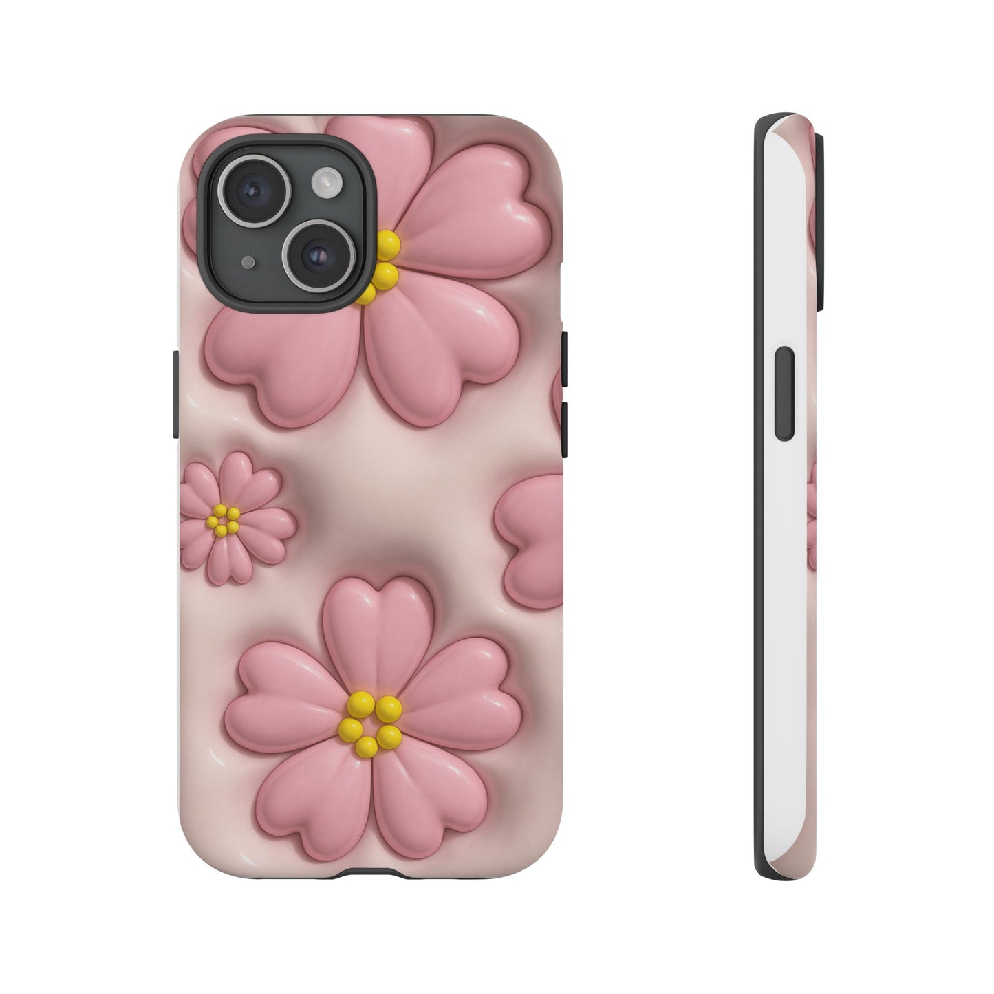 Floral Phone Case, Tough Cases for Women, Cute Flower iPhone Cover, Soft Pink Floral Design, Spring Accessories