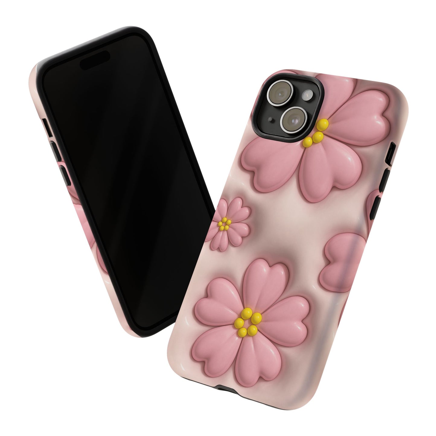 Floral Phone Case, Tough Cases for Women, Cute Flower iPhone Cover, Soft Pink Floral Design, Spring Accessories