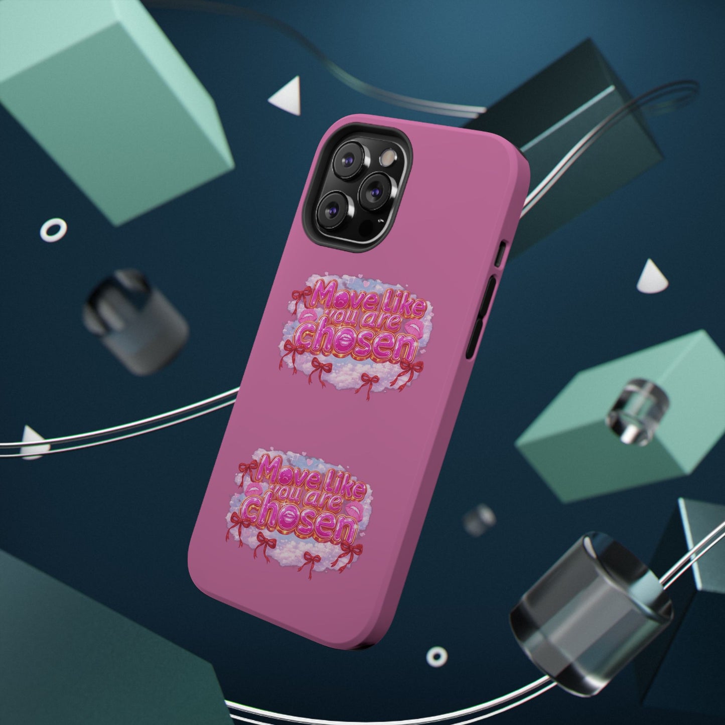 Impact-Resistant Phone Case — “Move Like You Are Chosen” Pink Floral Design