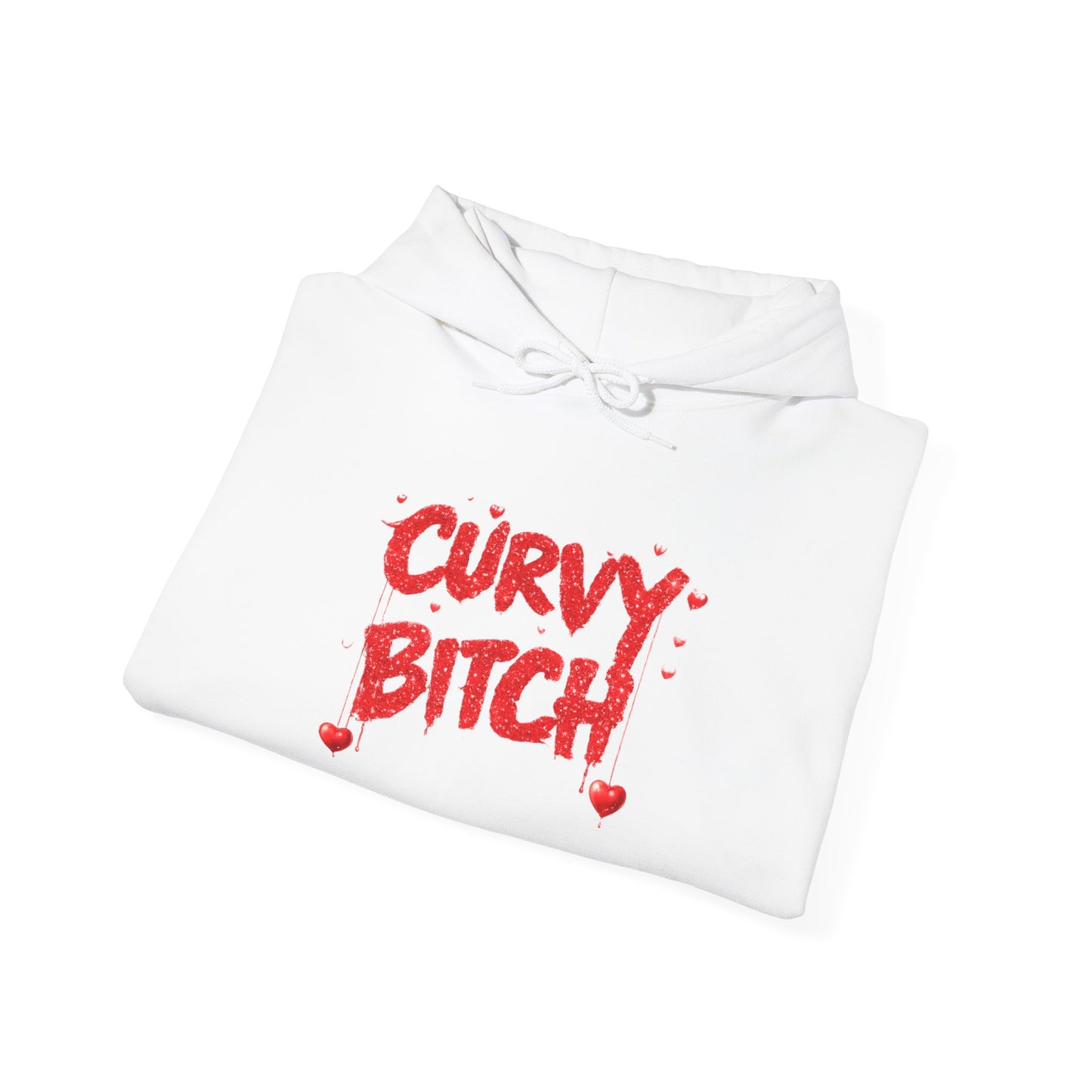 Curvy Bitch Hoodie — Bold Red Graphic Feminine Empowerment Sweatshirt