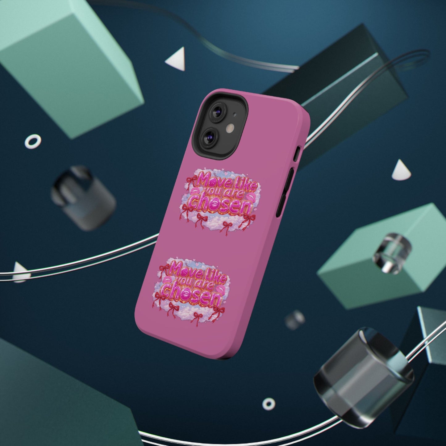 Impact-Resistant Phone Case — “Move Like You Are Chosen” Pink Floral Design