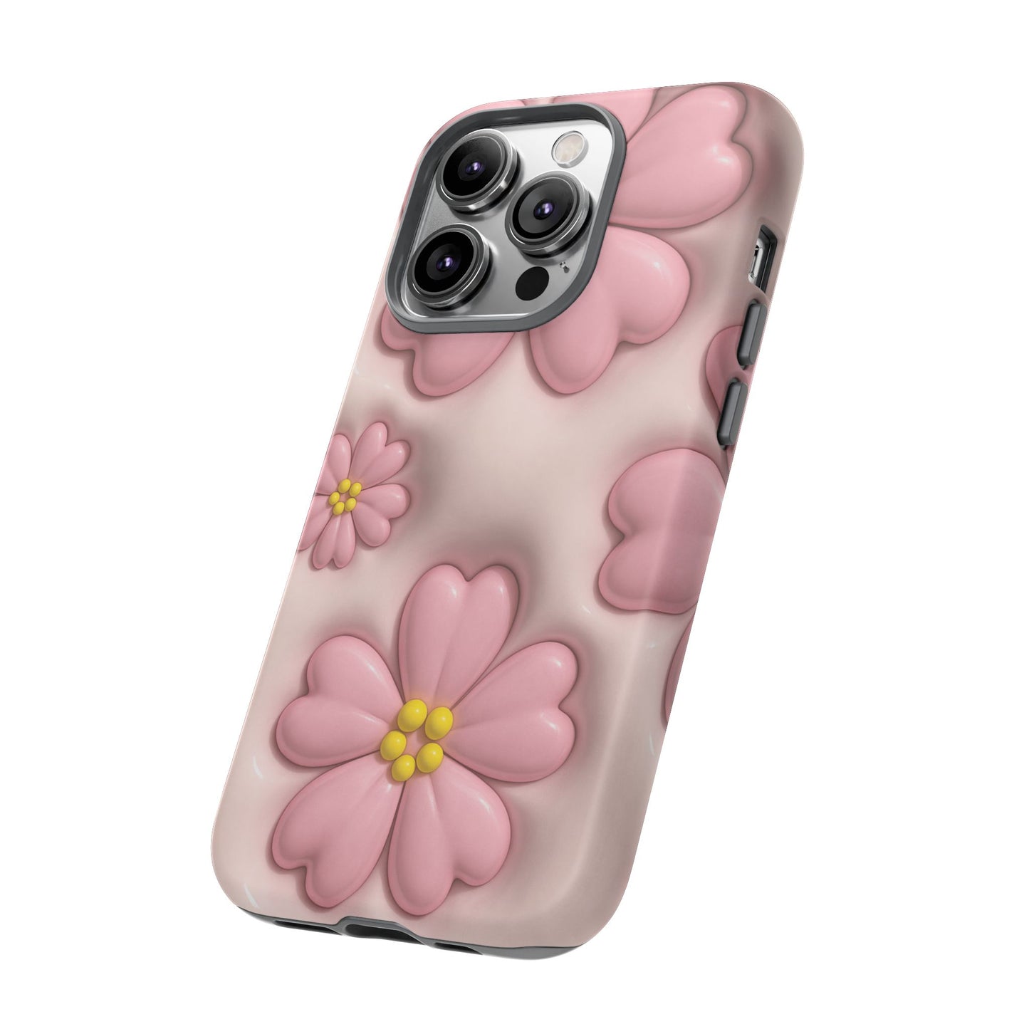 Floral Phone Case, Tough Cases for Women, Cute Flower iPhone Cover, Soft Pink Floral Design, Spring Accessories