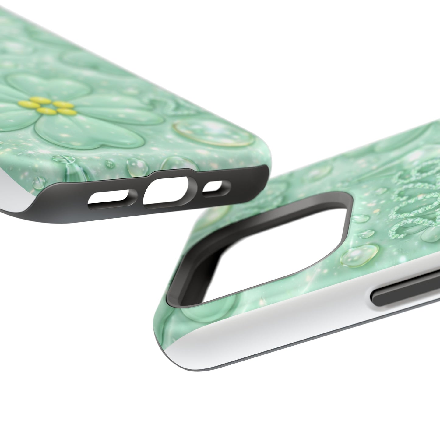 Impact-Resistant Phone Case — Mint 2026 Floral Clover Design