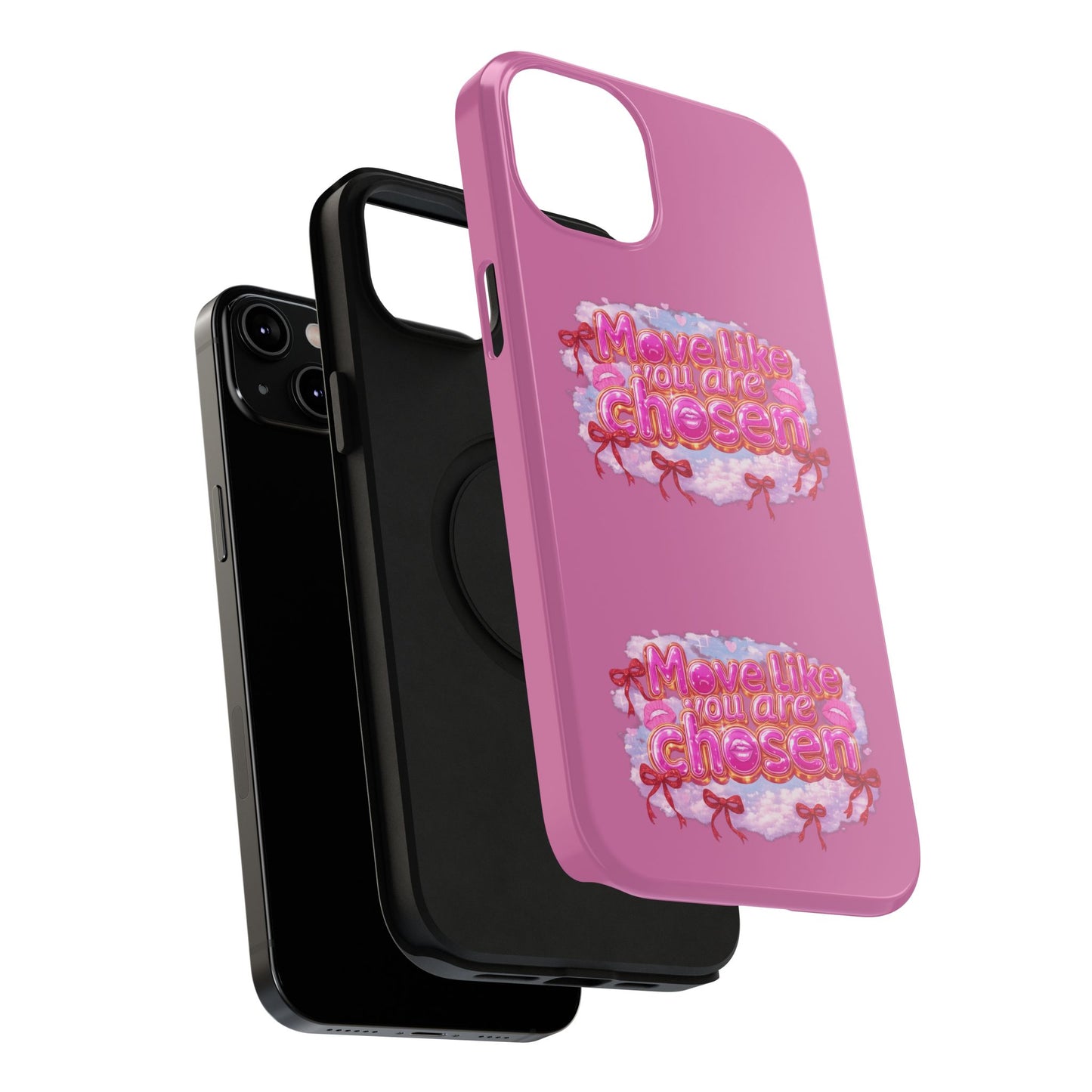 Impact-Resistant Phone Case — “Move Like You Are Chosen” Pink Floral Design
