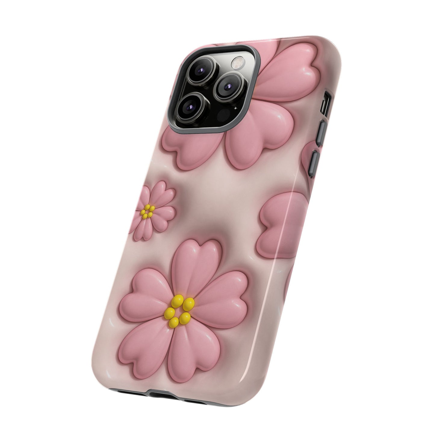 Floral Phone Case, Tough Cases for Women, Cute Flower iPhone Cover, Soft Pink Floral Design, Spring Accessories