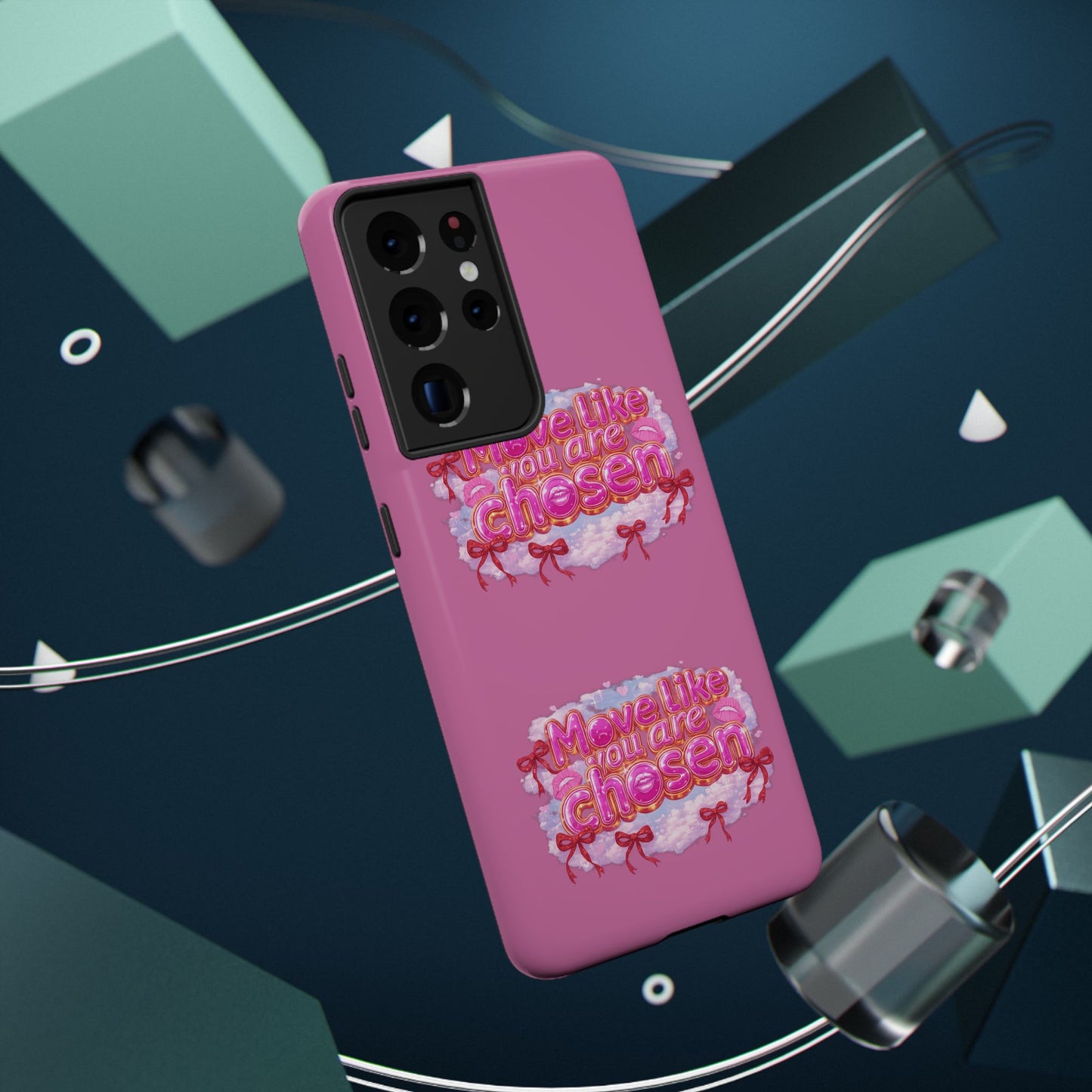 Impact-Resistant Phone Case — “Move Like You Are Chosen” Pink Floral Design