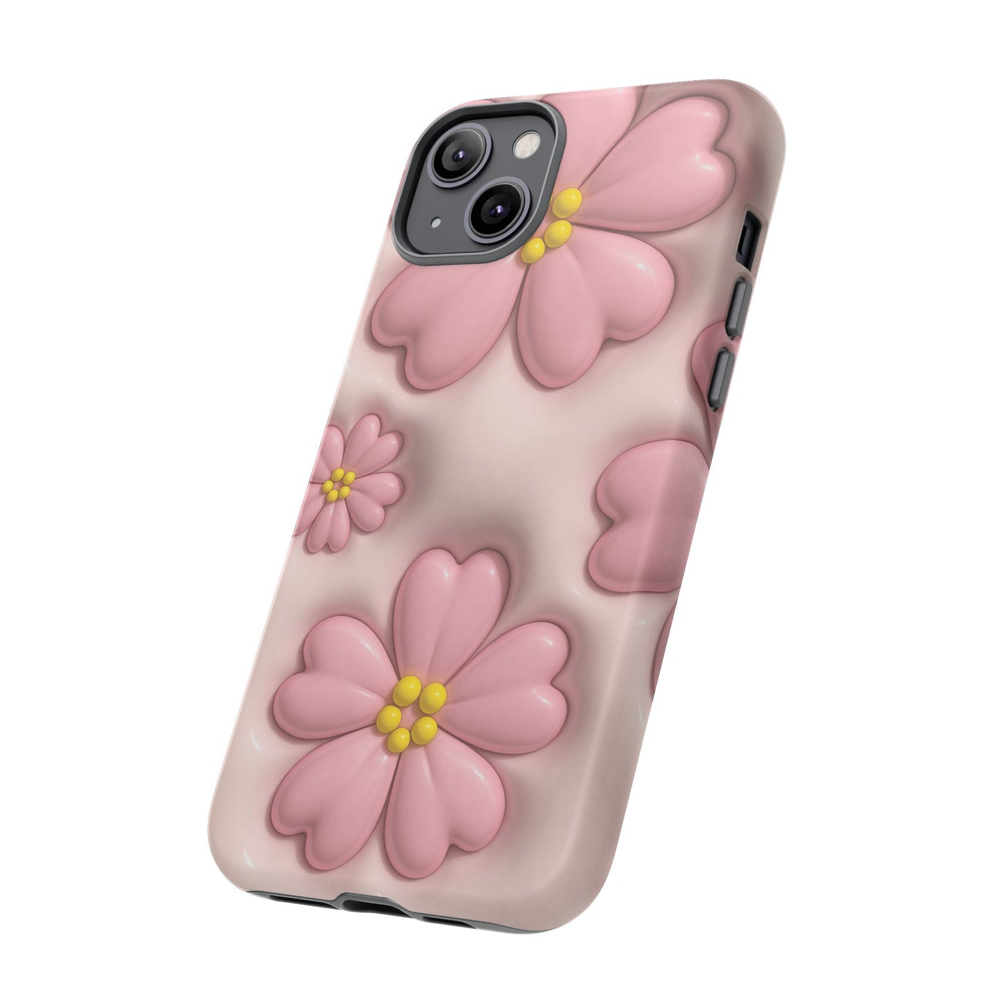 Floral Phone Case, Tough Cases for Women, Cute Flower iPhone Cover, Soft Pink Floral Design, Spring Accessories