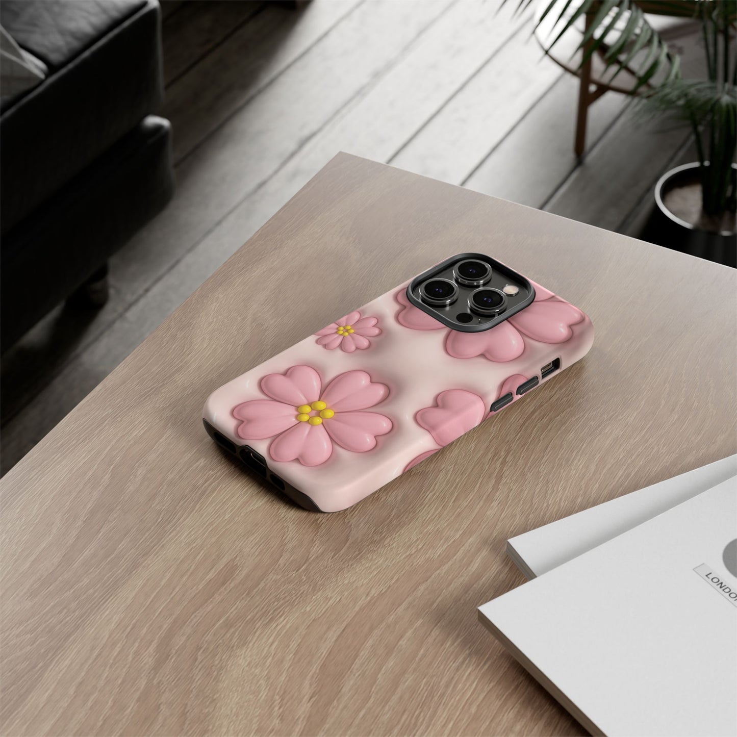 Floral Phone Case, Tough Cases for Women, Cute Flower iPhone Cover, Soft Pink Floral Design, Spring Accessories