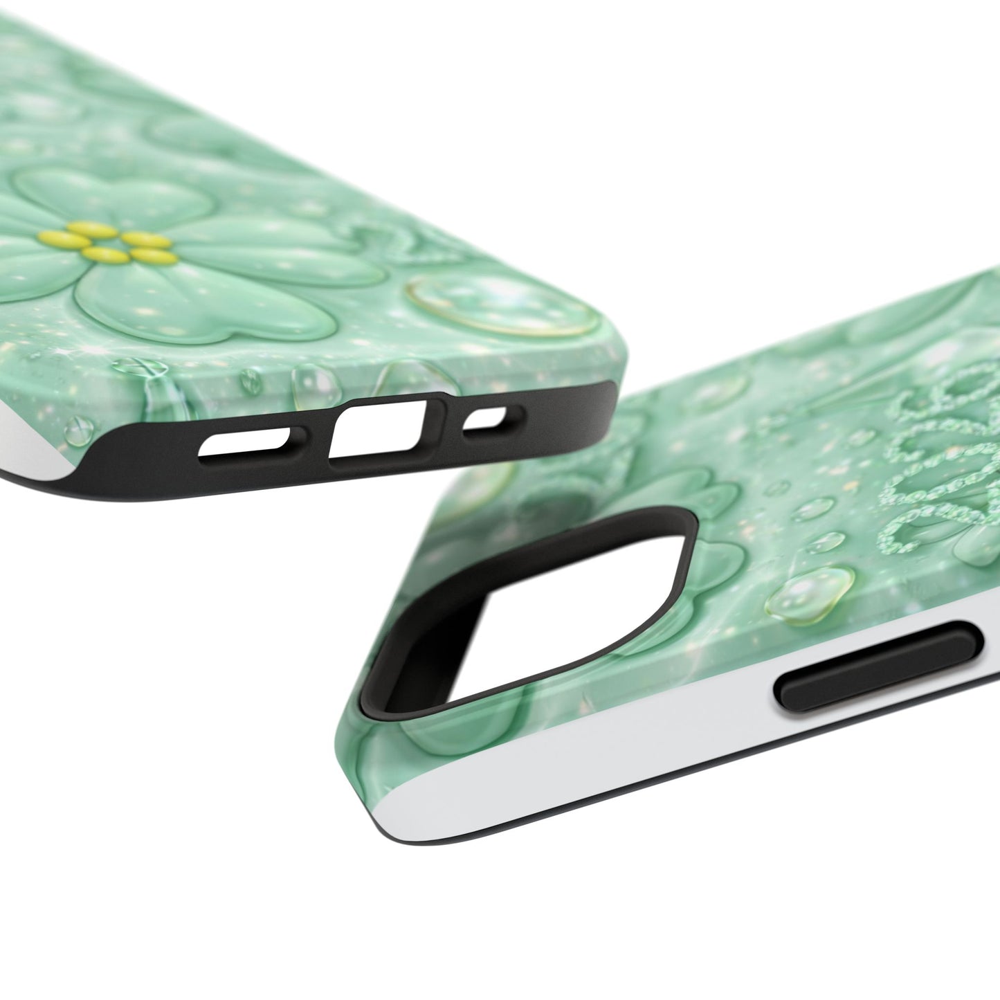 Impact-Resistant Phone Case — Mint 2026 Floral Clover Design