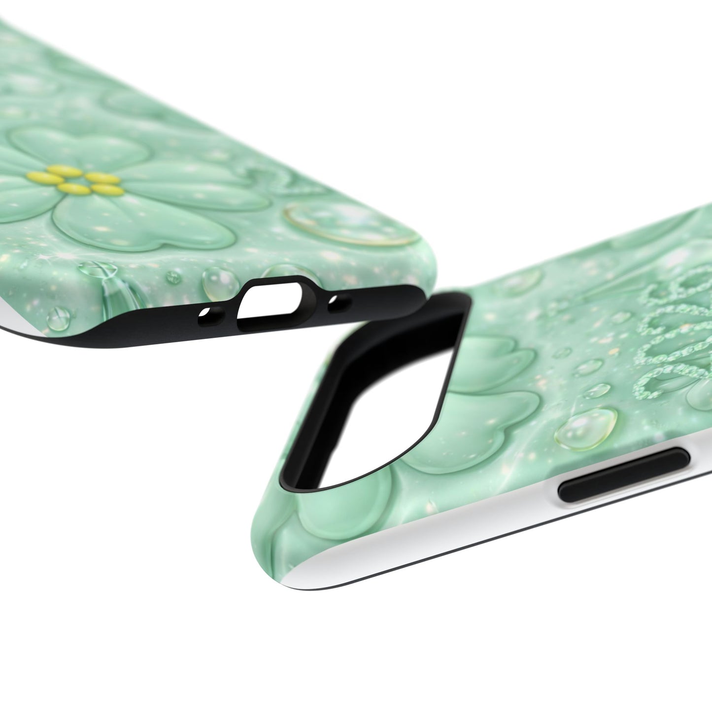 Impact-Resistant Phone Case — Mint 2026 Floral Clover Design
