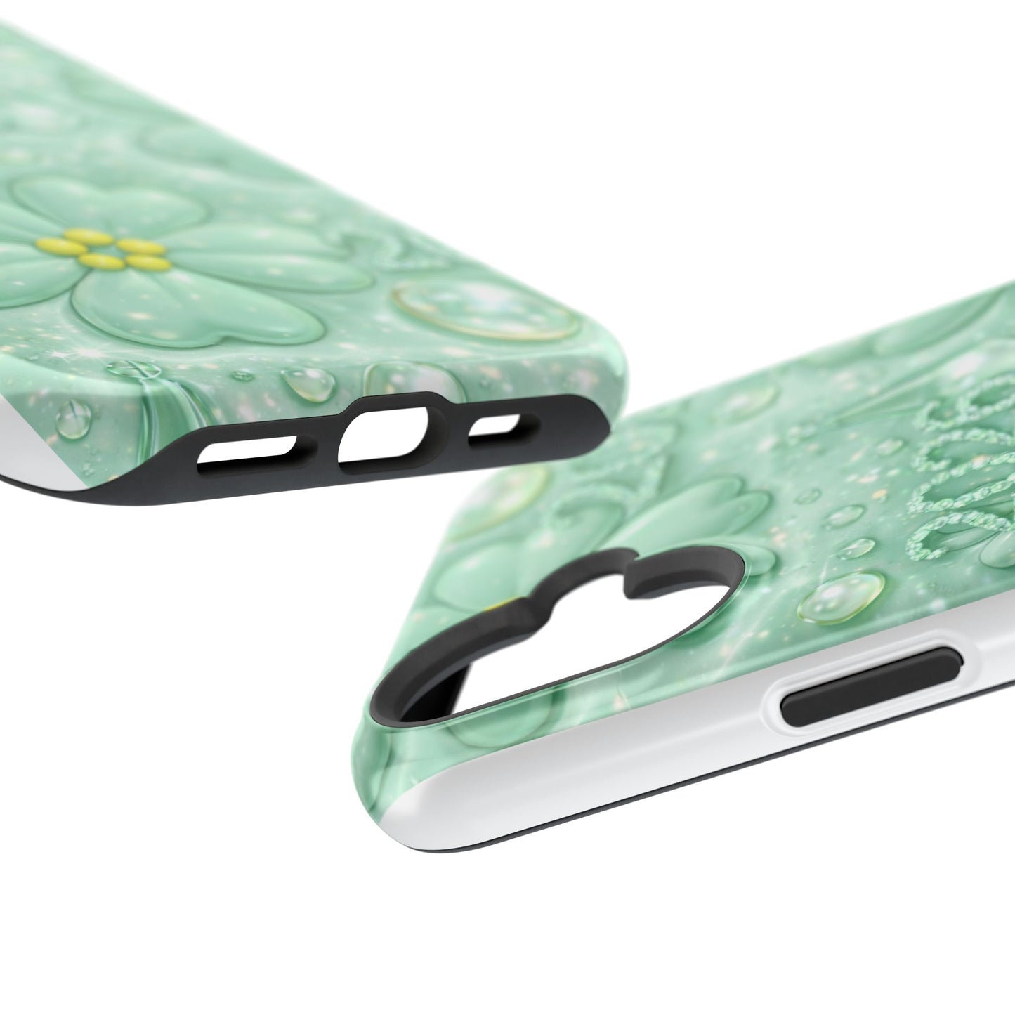Impact-Resistant Phone Case — Mint 2026 Floral Clover Design
