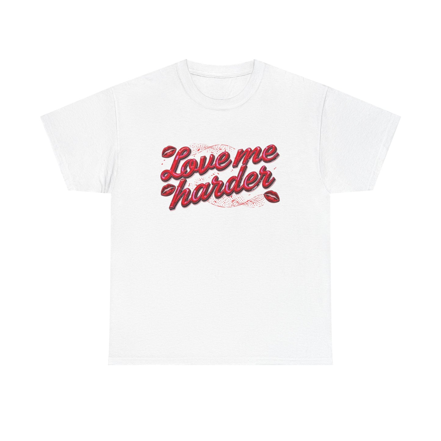 Love Me Harder Tee — Retro Script Lip Graphic T-Shirt