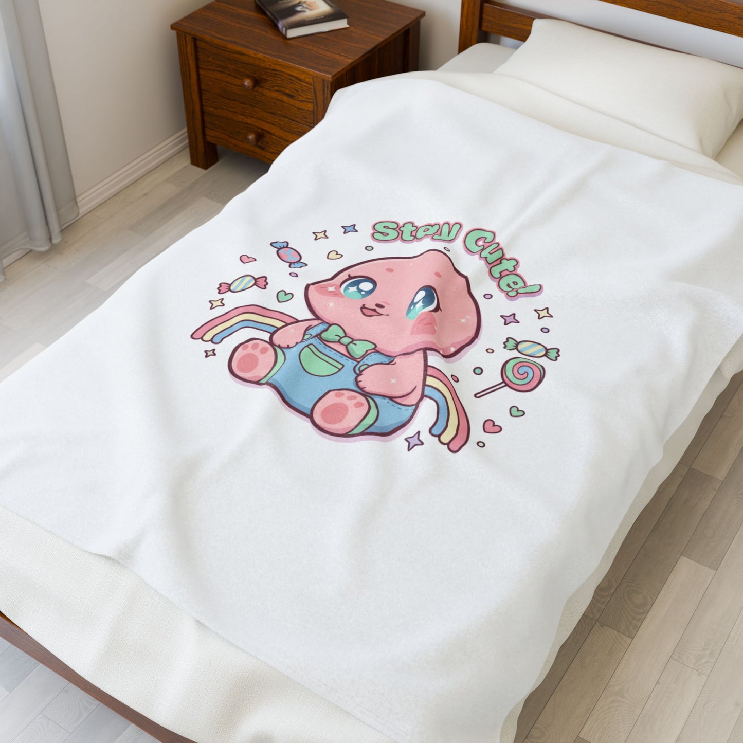 Stay Cute Kawaii Plush Blanket | Pastel Candycore, Y2K Cute Aesthetic