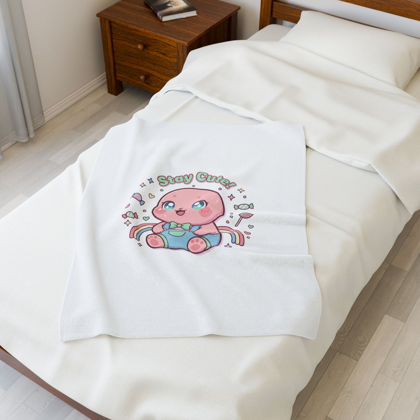 Stay Cute Kawaii Plush Blanket | Pastel Candycore, Y2K Cute Aesthetic