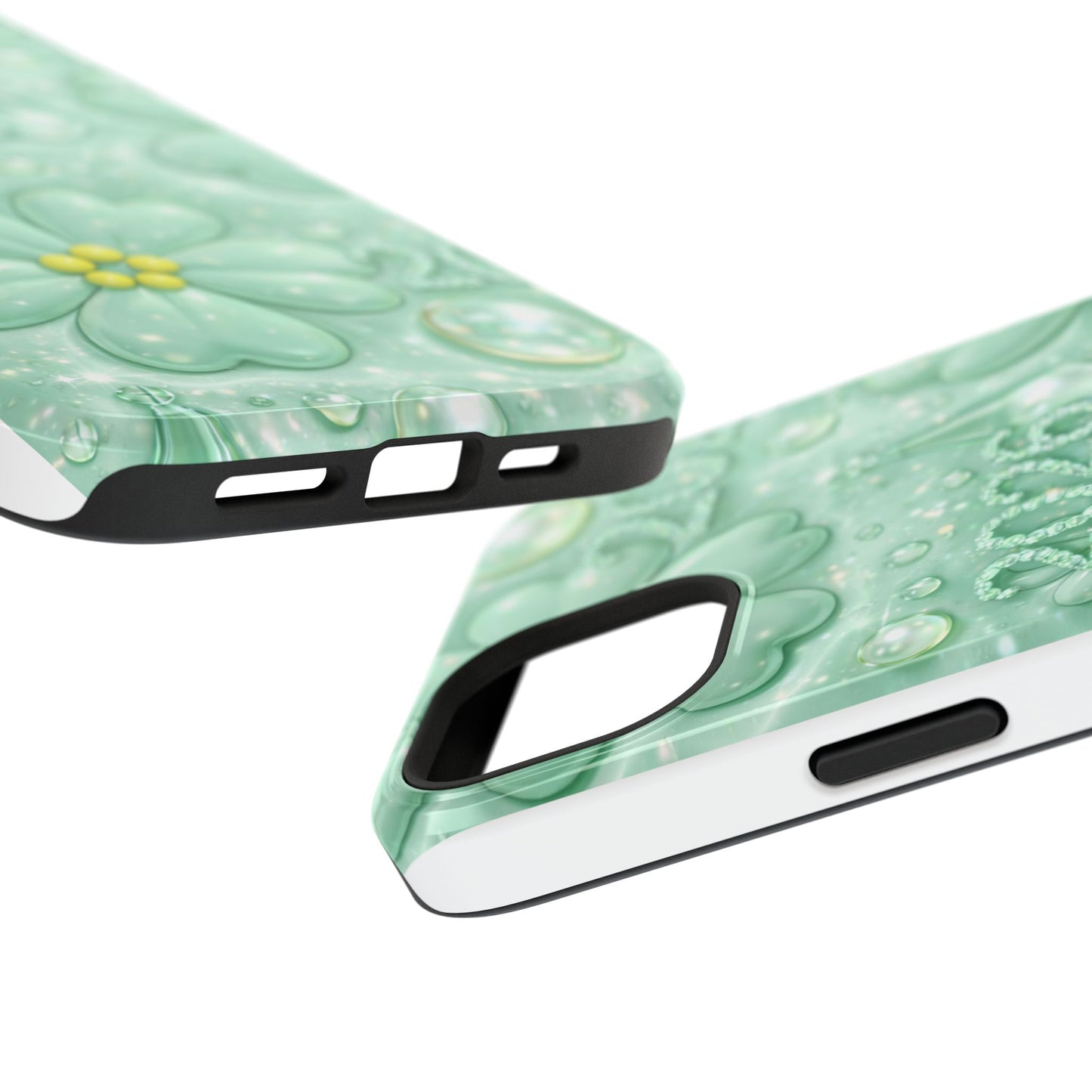 Impact-Resistant Phone Case — Mint 2026 Floral Clover Design