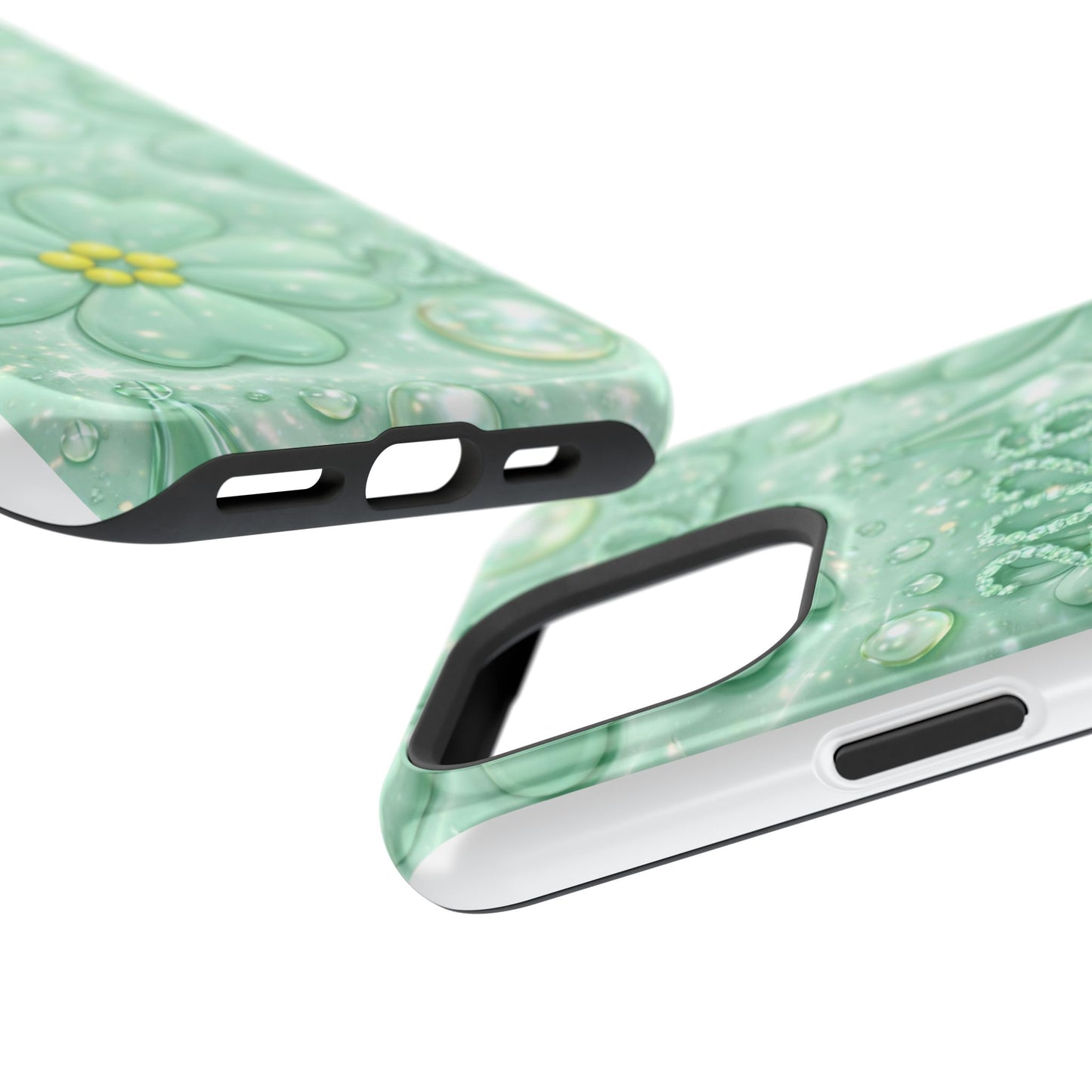 Impact-Resistant Phone Case — Mint 2026 Floral Clover Design
