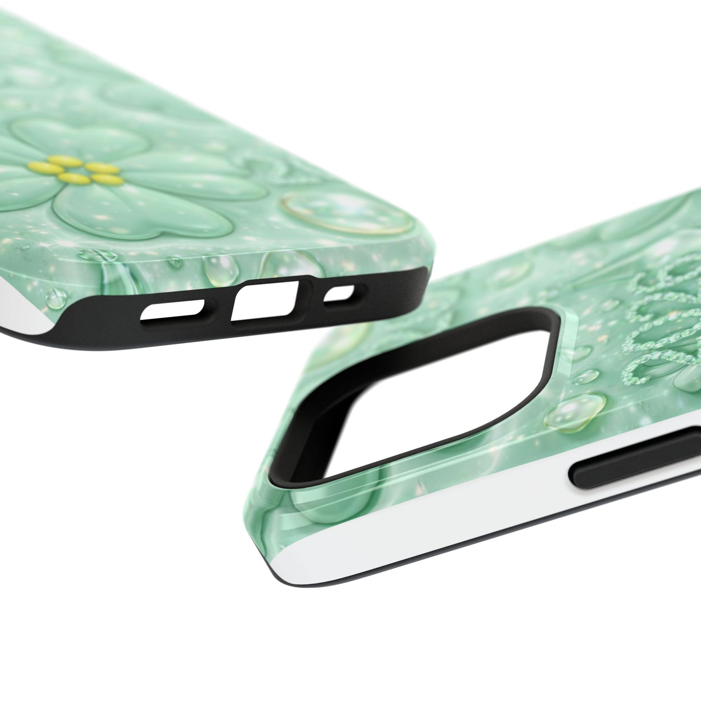 Impact-Resistant Phone Case — Mint 2026 Floral Clover Design