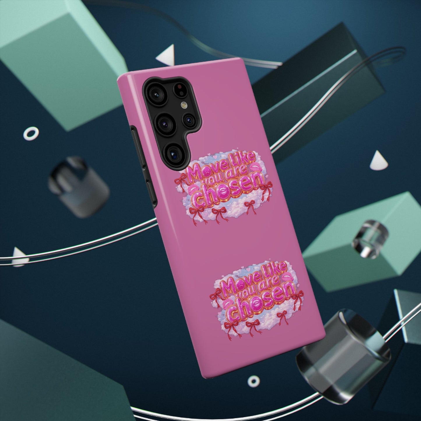 Impact-Resistant Phone Case — “Move Like You Are Chosen” Pink Floral Design