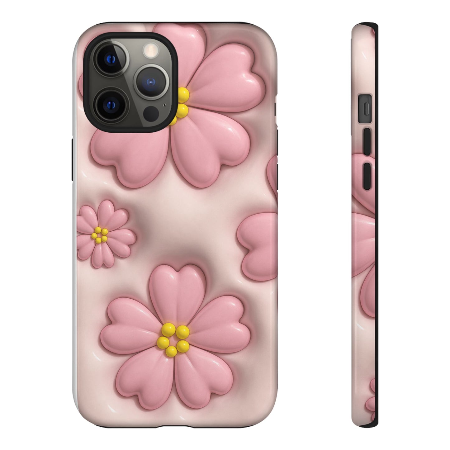 Floral Phone Case, Tough Cases for Women, Cute Flower iPhone Cover, Soft Pink Floral Design, Spring Accessories