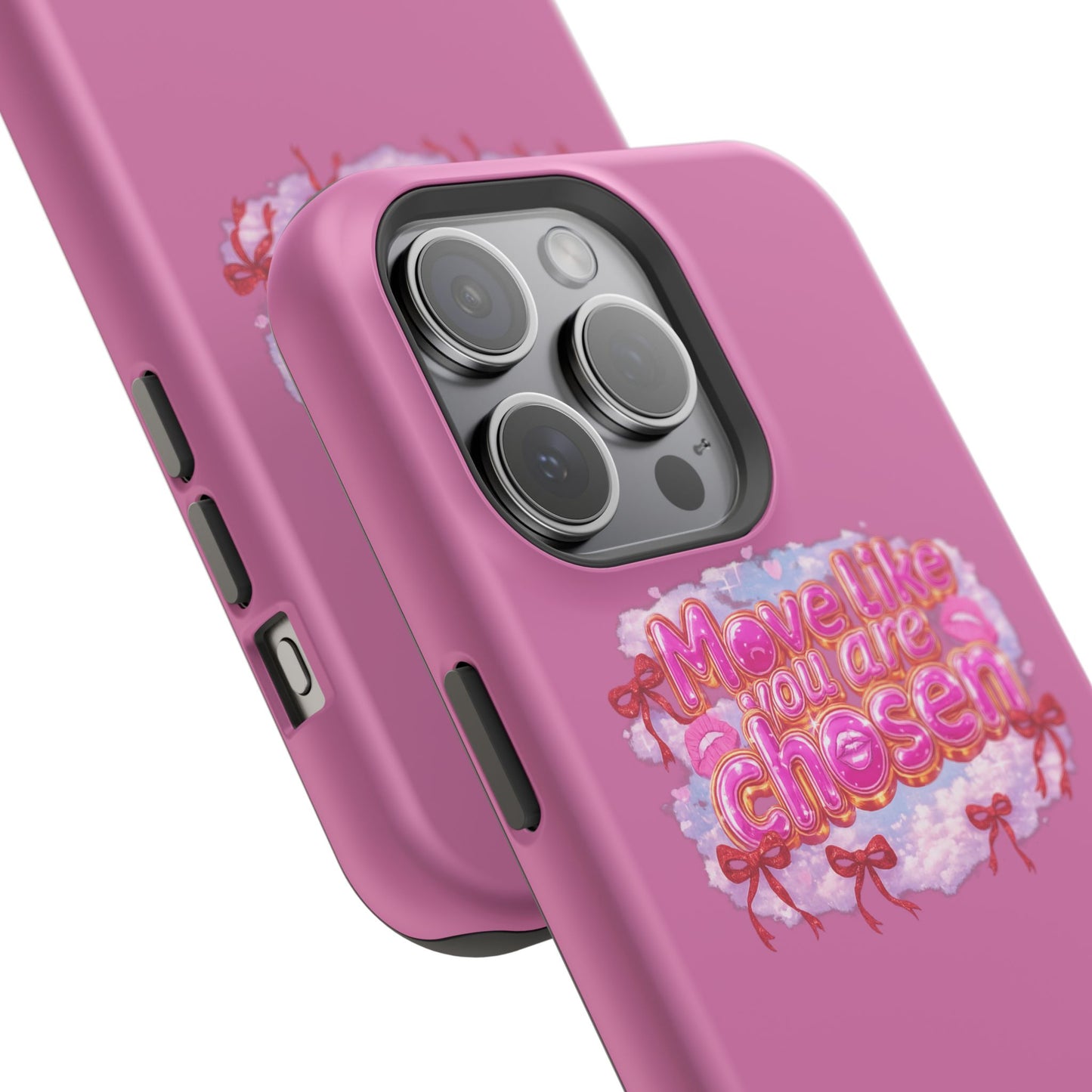 Impact-Resistant Phone Case — “Move Like You Are Chosen” Pink Floral Design