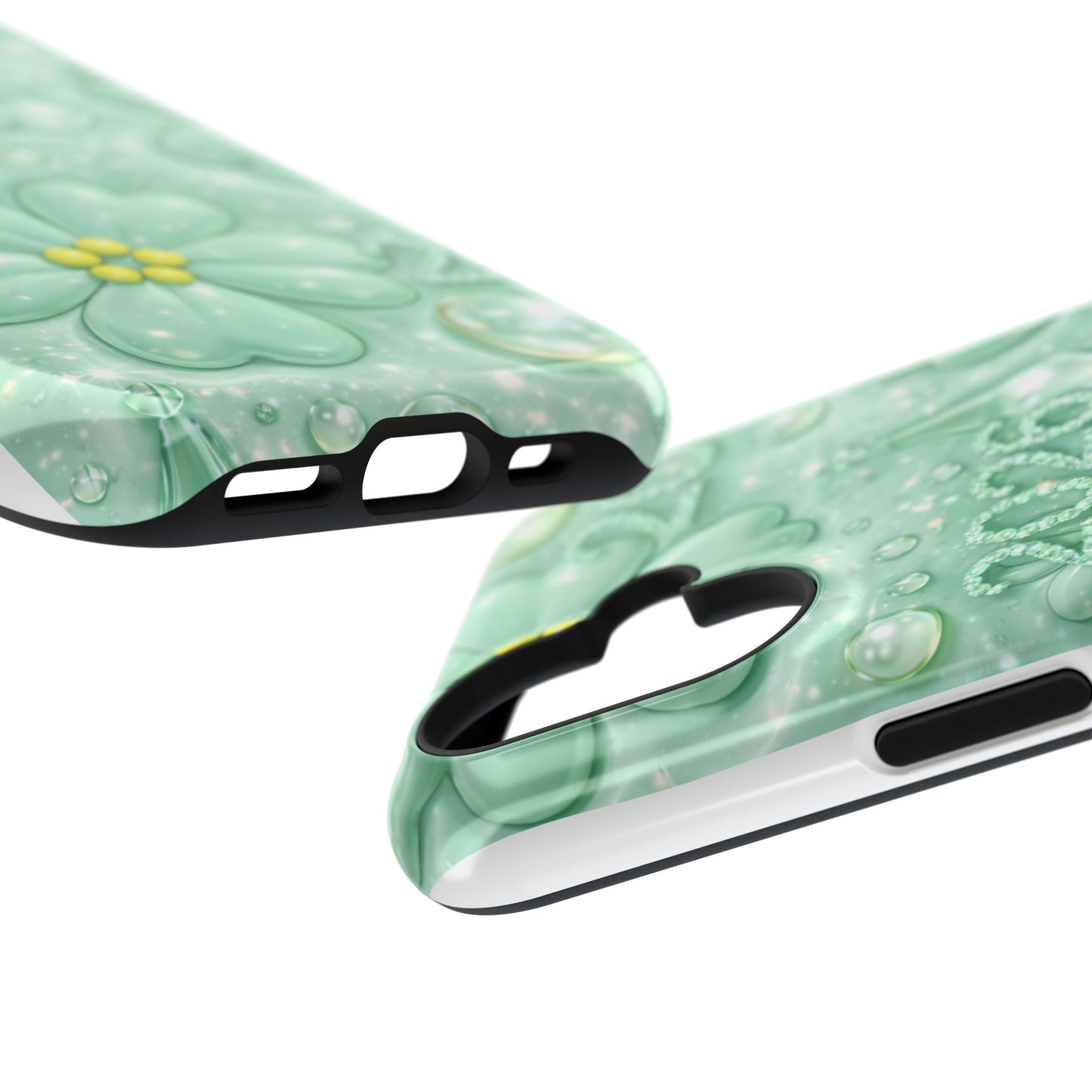 Impact-Resistant Phone Case — Mint 2026 Floral Clover Design