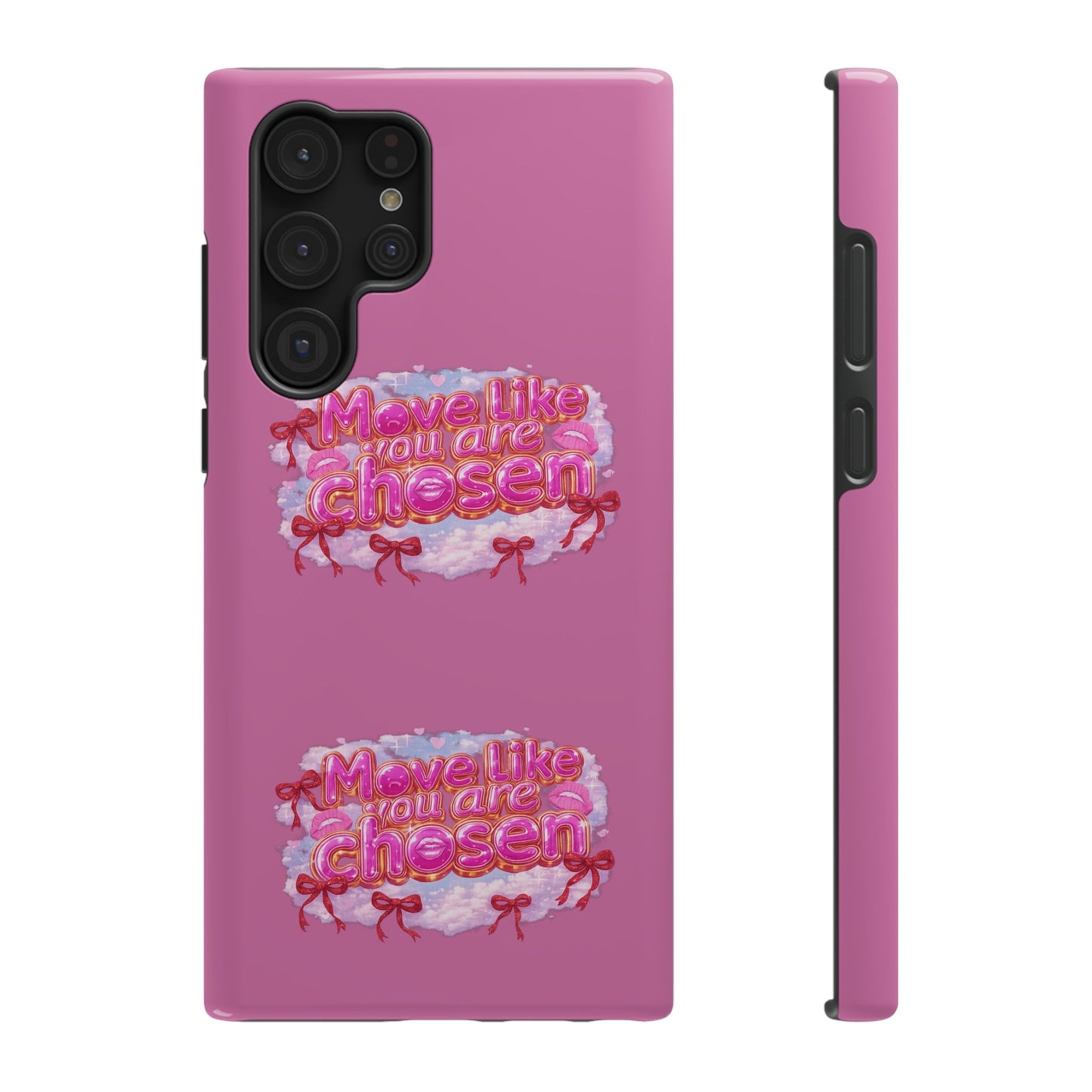 Impact-Resistant Phone Case — “Move Like You Are Chosen” Pink Floral Design