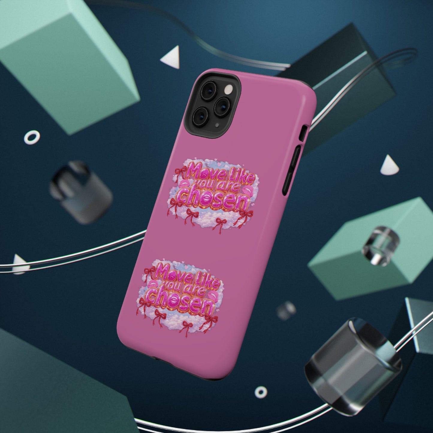 Impact-Resistant Phone Case — “Move Like You Are Chosen” Pink Floral Design