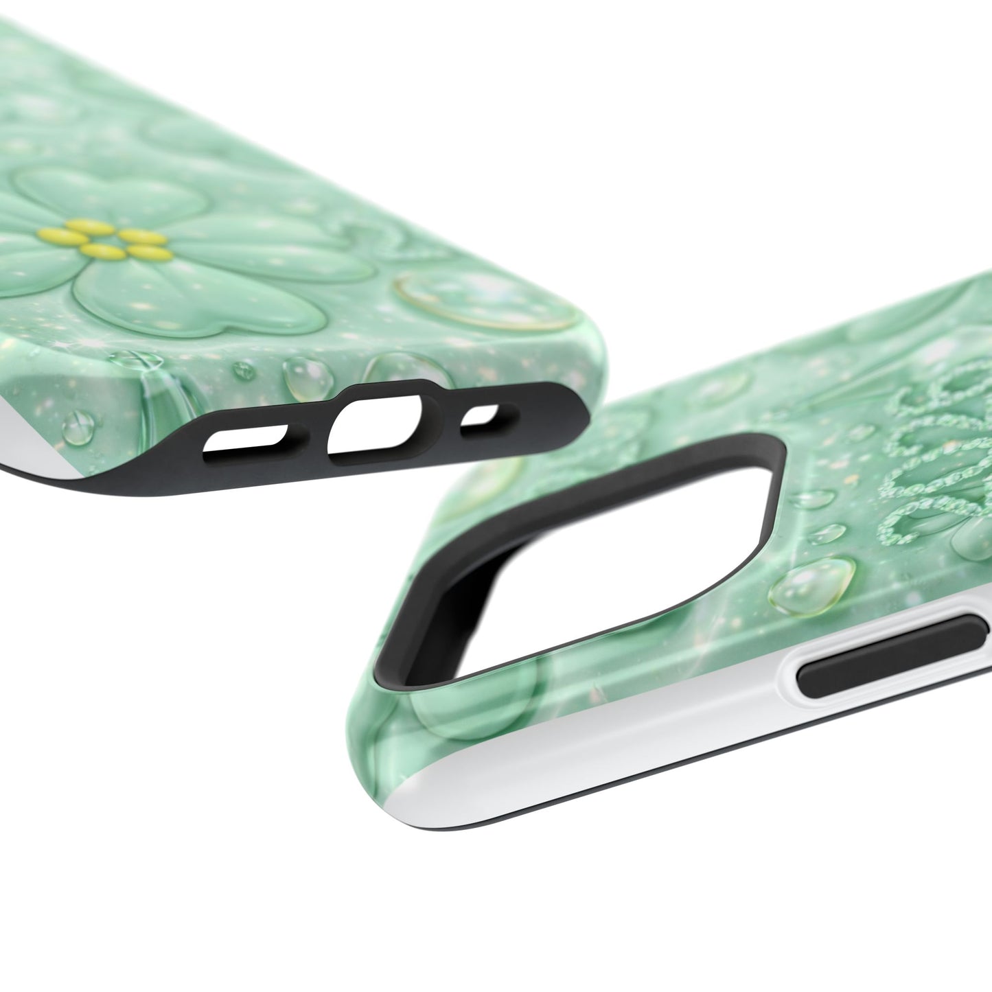 Impact-Resistant Phone Case — Mint 2026 Floral Clover Design