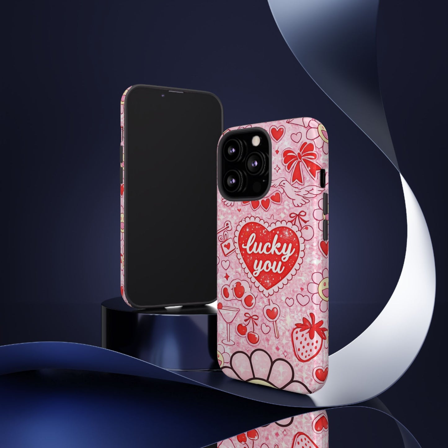 Pink Kawaii 'Lucky You' Floral Phone Case — Cute Valentine’s Protective Cover
