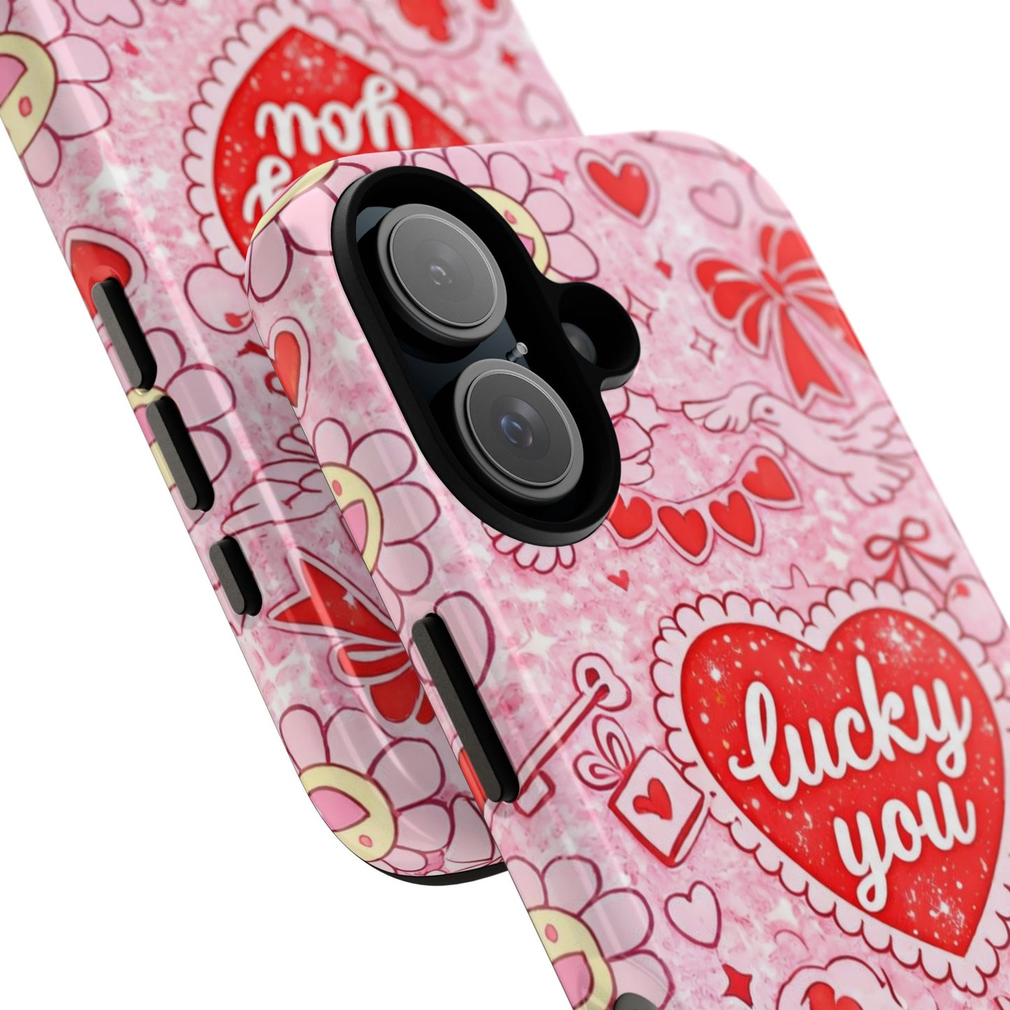 Pink Kawaii 'Lucky You' Floral Phone Case — Cute Valentine’s Protective Cover