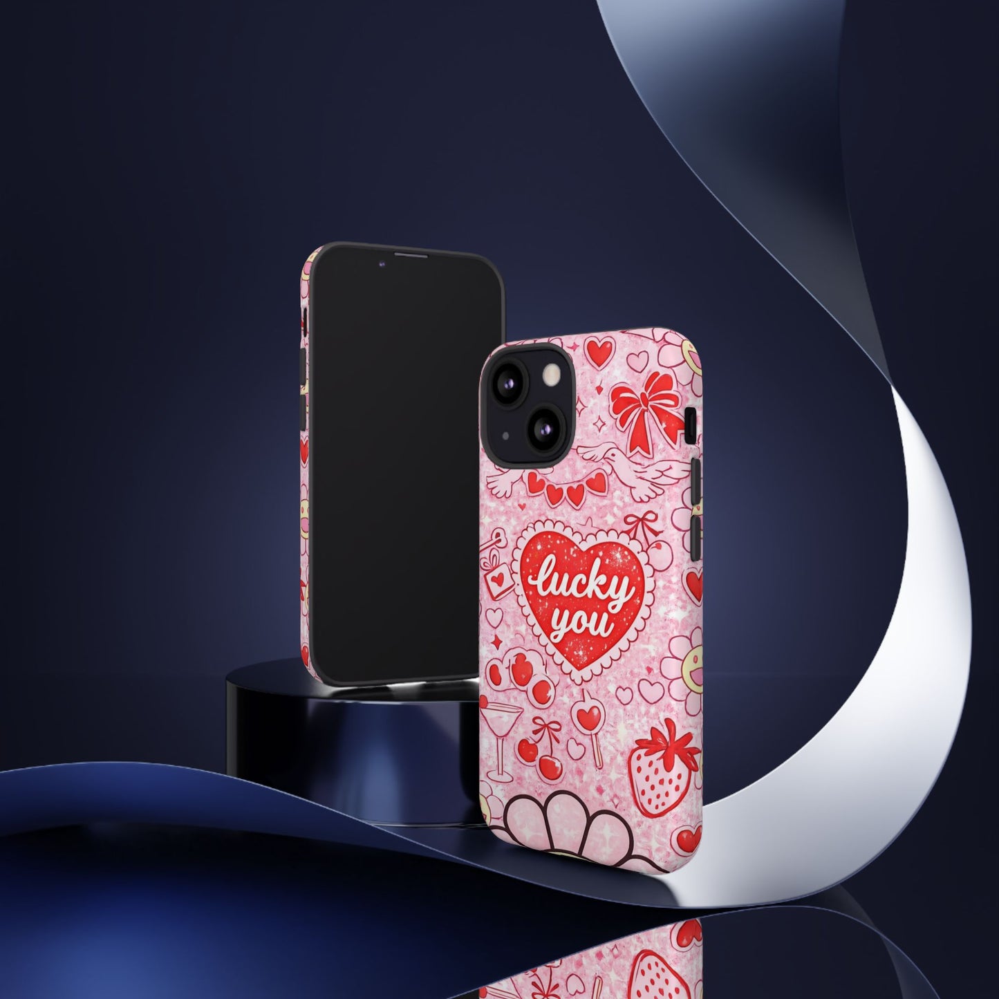 Pink Kawaii 'Lucky You' Floral Phone Case — Cute Valentine’s Protective Cover