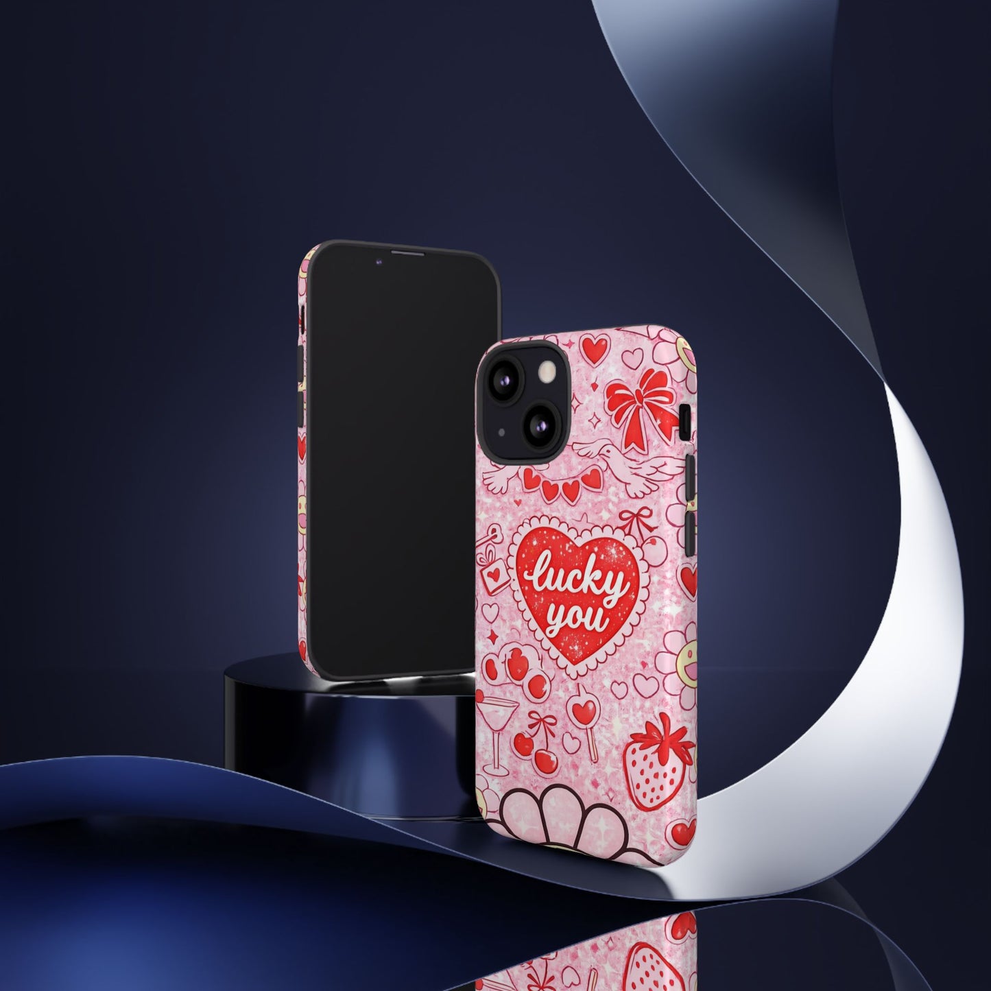 Pink Kawaii 'Lucky You' Floral Phone Case — Cute Valentine’s Protective Cover