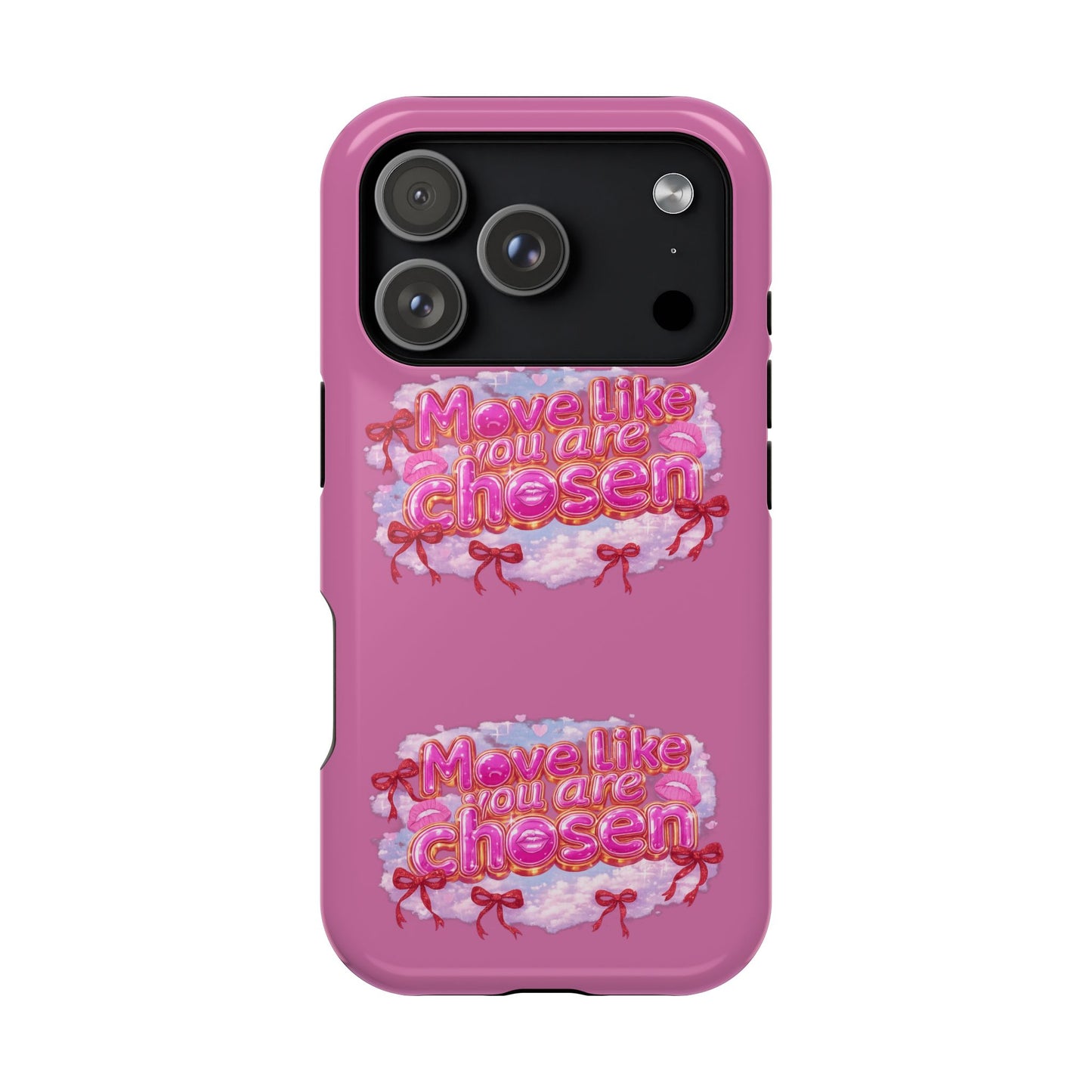 Impact-Resistant Phone Case — “Move Like You Are Chosen” Pink Floral Design
