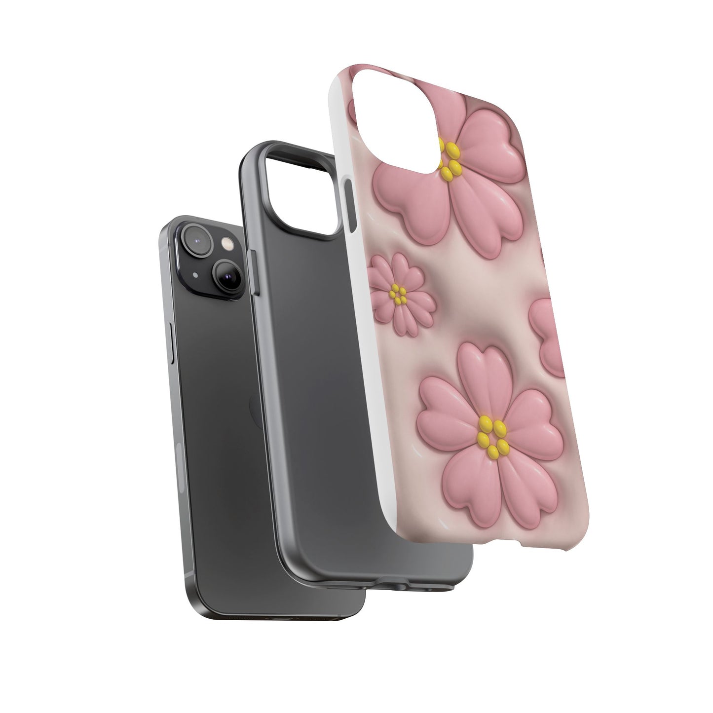 Floral Phone Case, Tough Cases for Women, Cute Flower iPhone Cover, Soft Pink Floral Design, Spring Accessories
