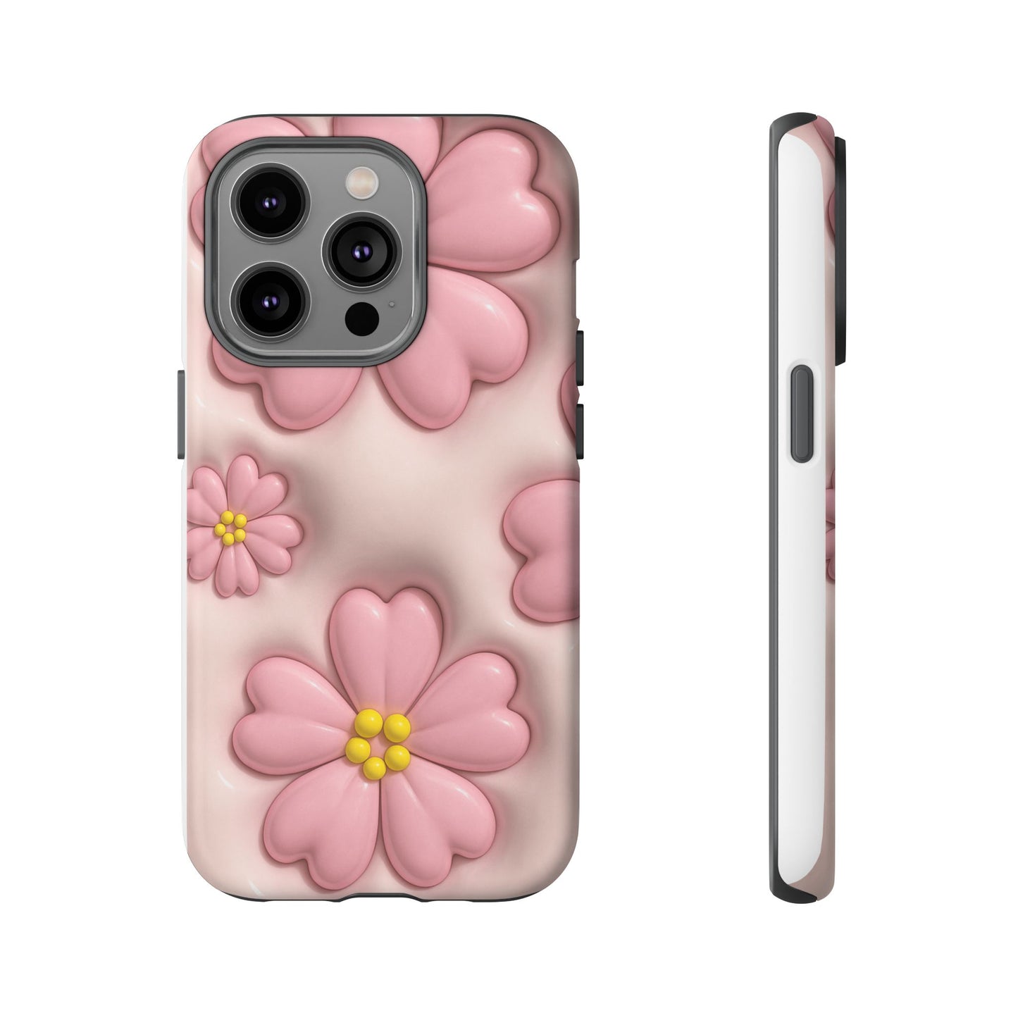 Floral Phone Case, Tough Cases for Women, Cute Flower iPhone Cover, Soft Pink Floral Design, Spring Accessories