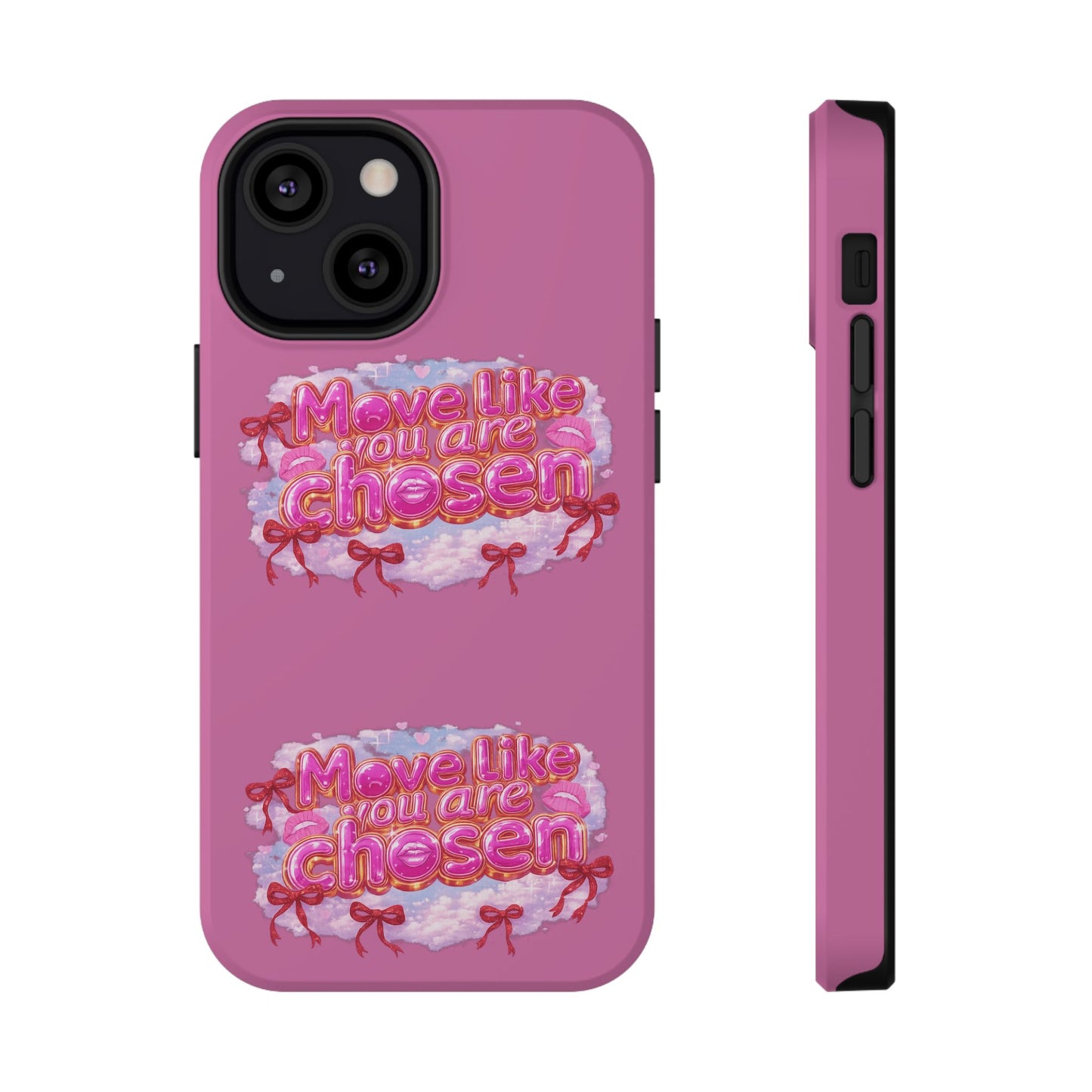 Impact-Resistant Phone Case — “Move Like You Are Chosen” Pink Floral Design