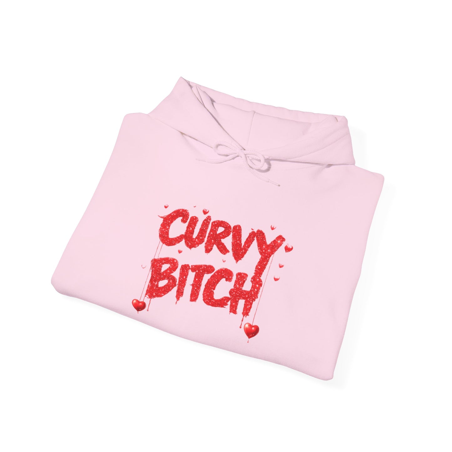 Curvy Bitch Hoodie — Bold Red Graphic Feminine Empowerment Sweatshirt