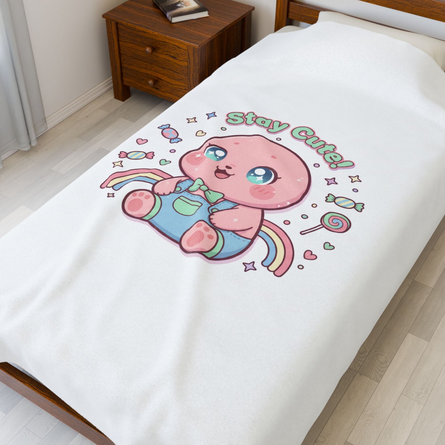 Stay Cute Kawaii Plush Blanket | Pastel Candycore, Y2K Cute Aesthetic