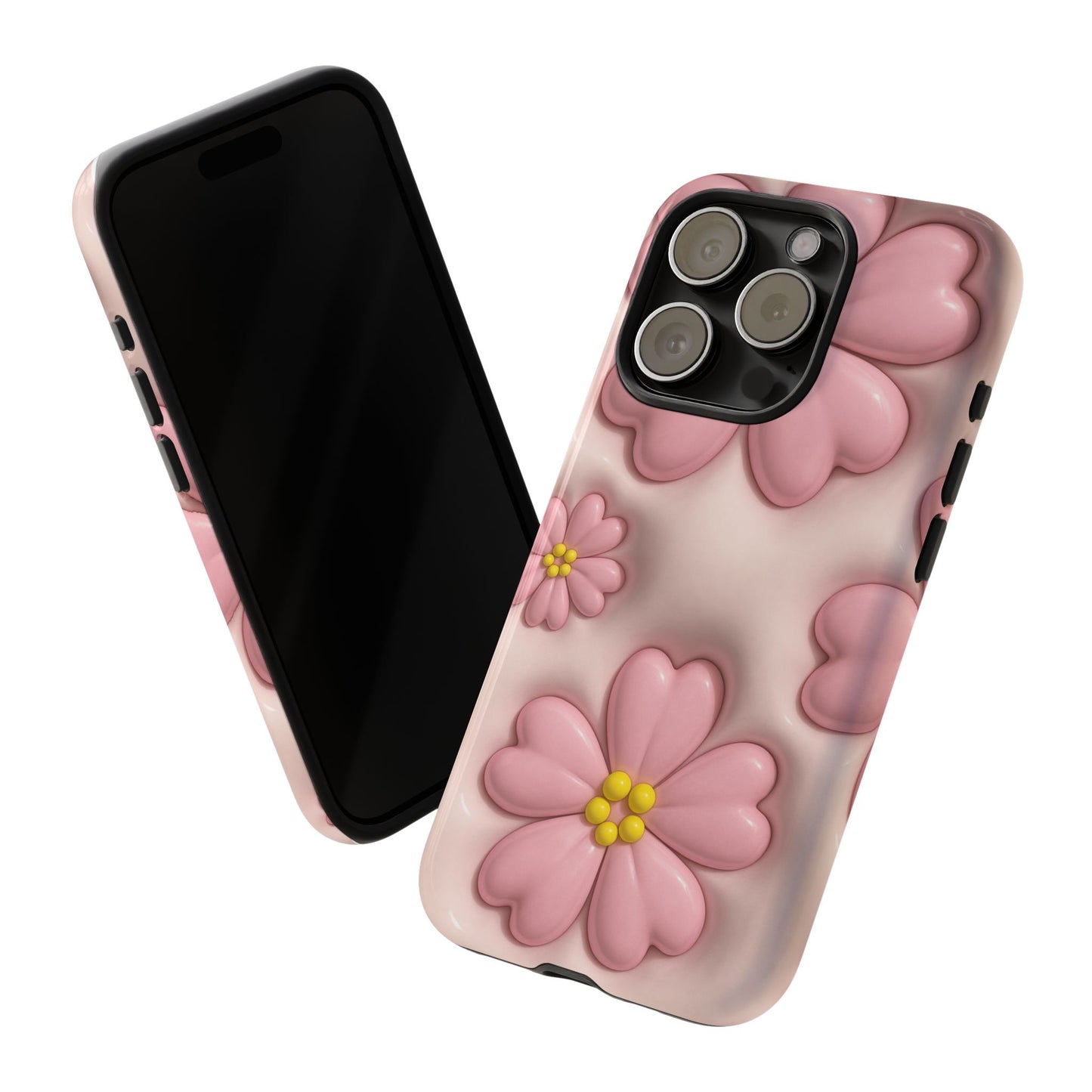 Floral Phone Case, Tough Cases for Women, Cute Flower iPhone Cover, Soft Pink Floral Design, Spring Accessories