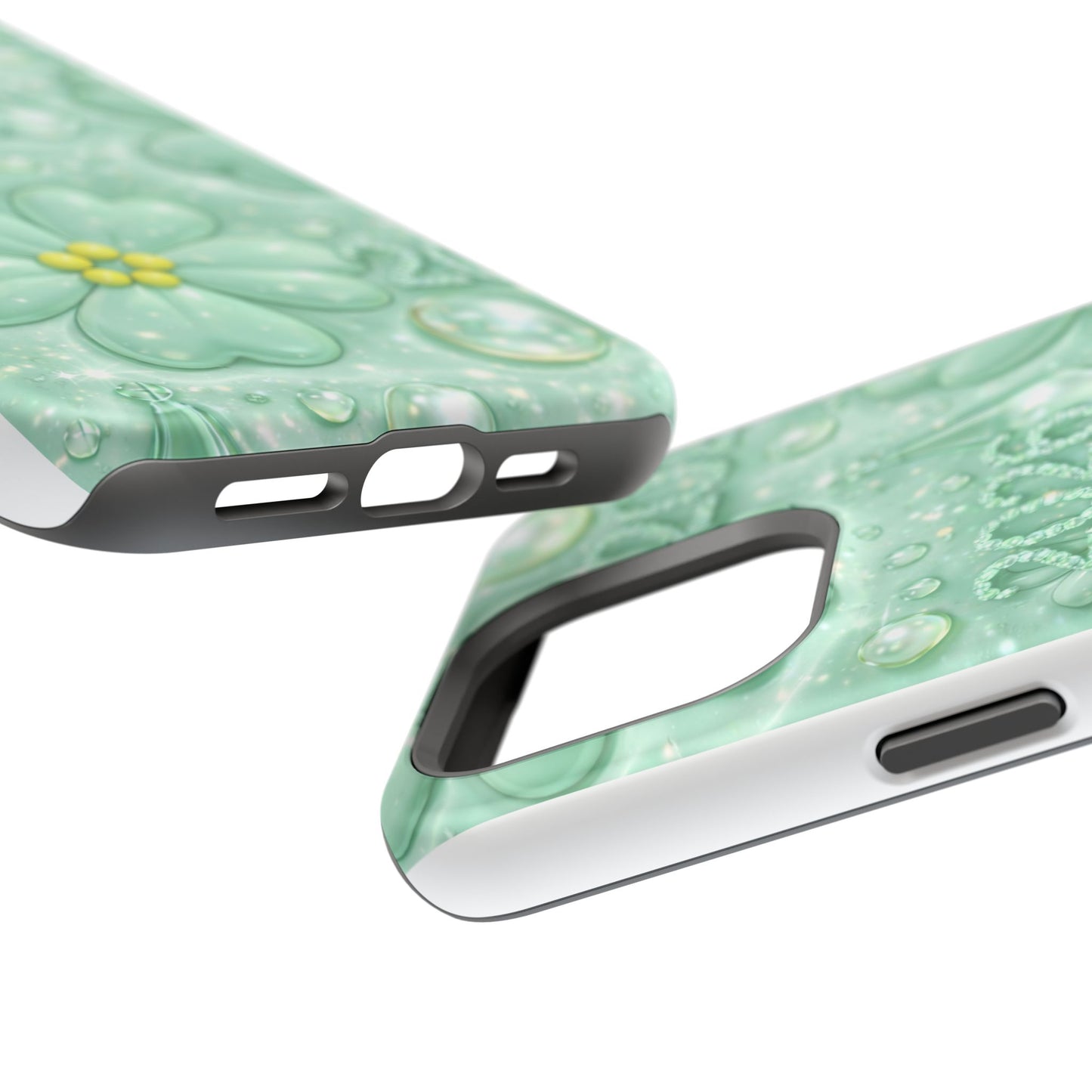 Impact-Resistant Phone Case — Mint 2026 Floral Clover Design
