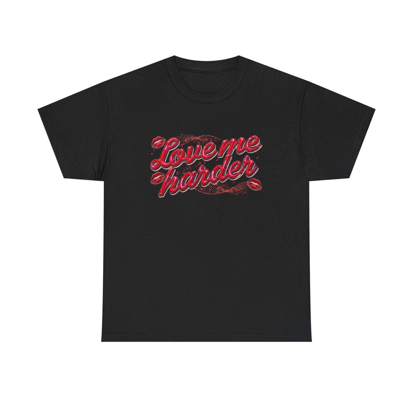 Love Me Harder Tee — Retro Script Lip Graphic T-Shirt