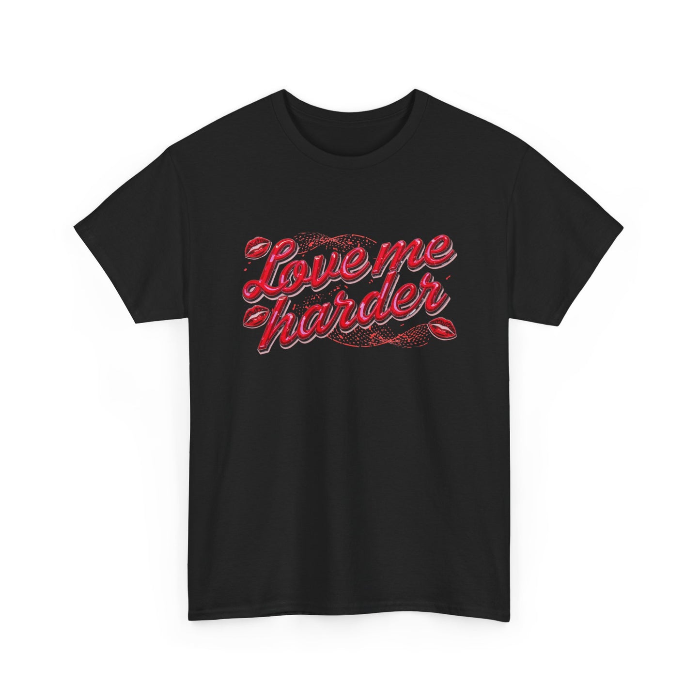 Love Me Harder Tee — Retro Script Lip Graphic T-Shirt