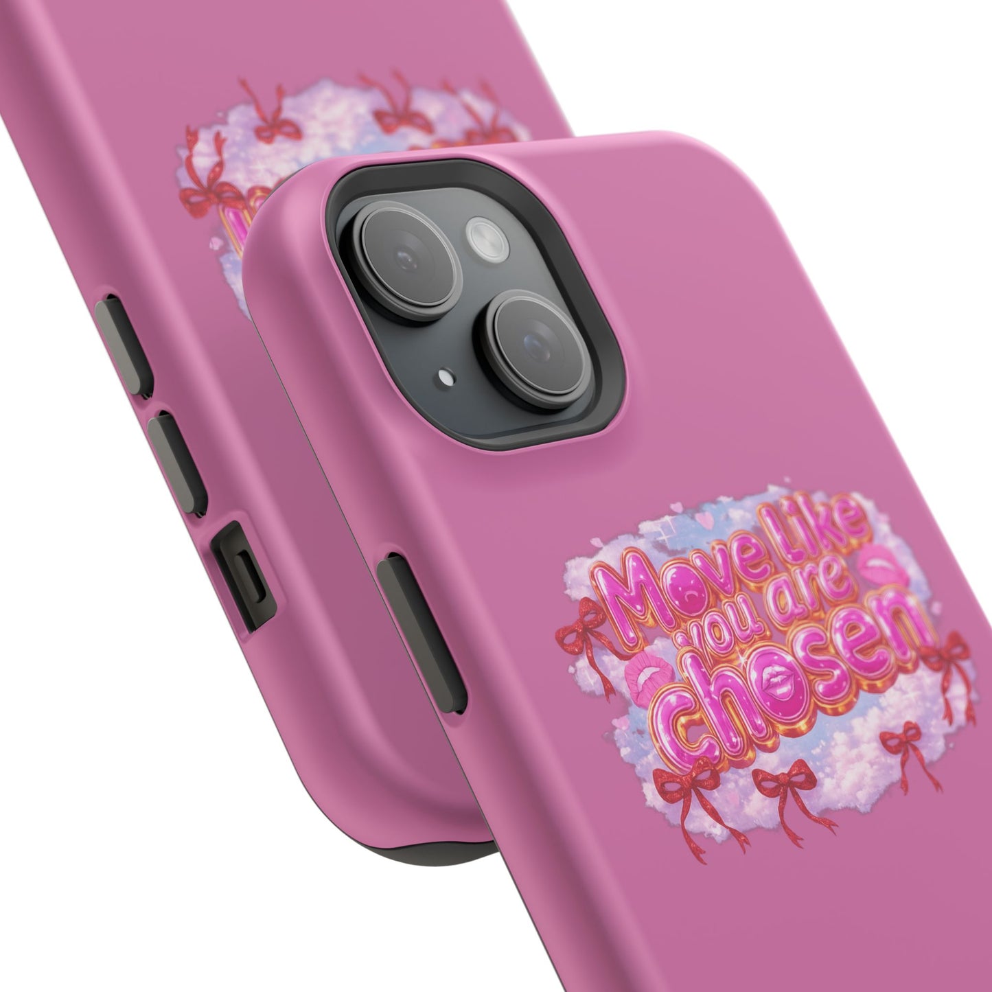 Impact-Resistant Phone Case — “Move Like You Are Chosen” Pink Floral Design